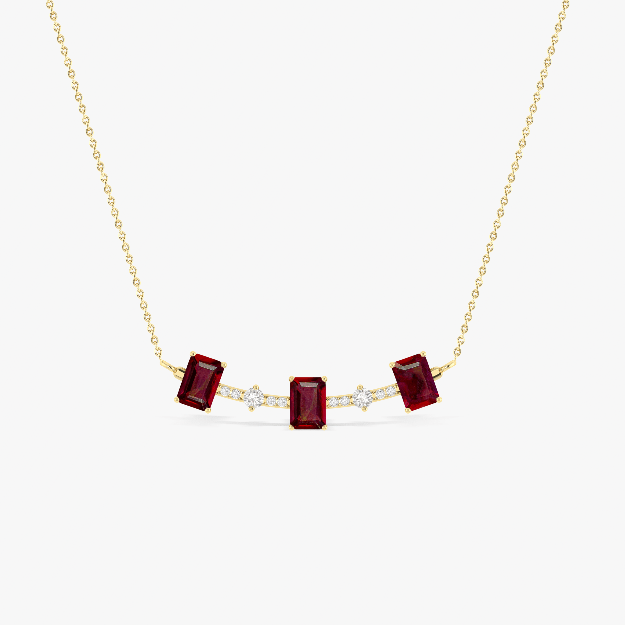 Red Ruby Baguette Gemstone Bar Pendant - Goodstone Jewels