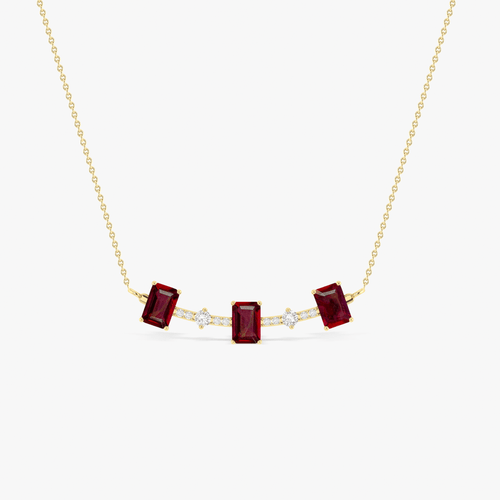 Red Ruby Baguette Gemstone Bar Pendant