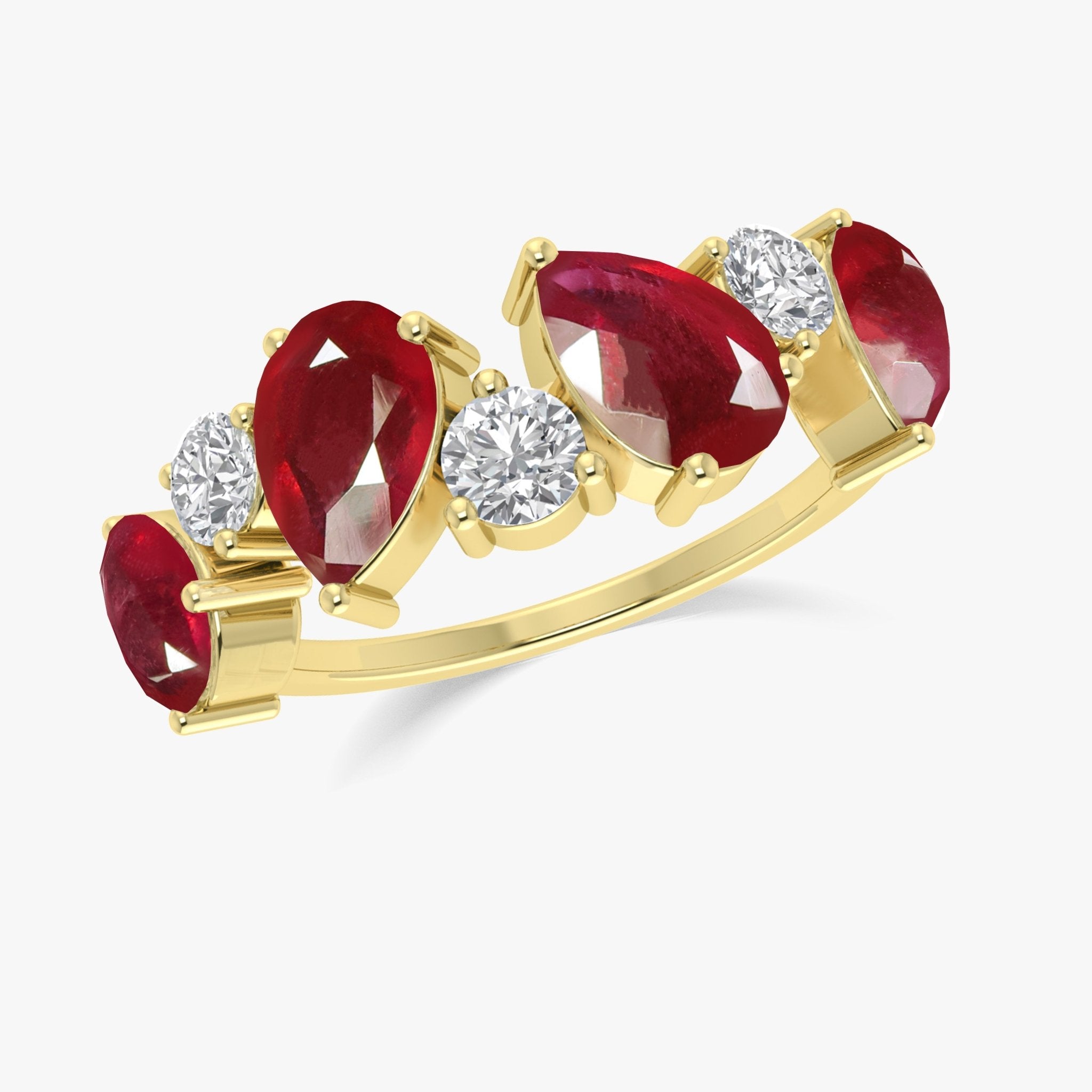 Natural Red Ruby Ring for women in Four Stone Design - Goodstone Jewels