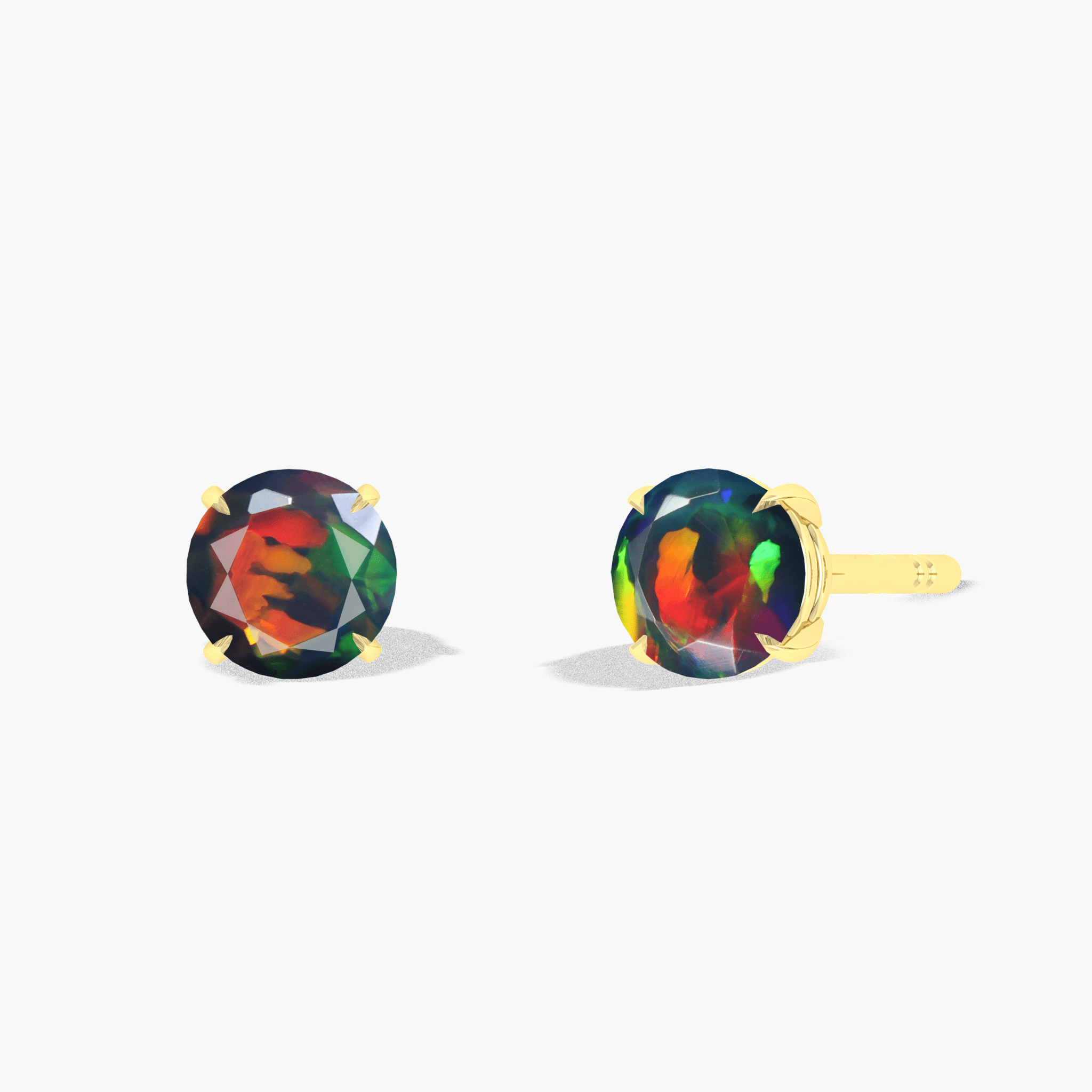 Round Black Opal Gemstone Simple Stud Earring - Goodstone Jewels