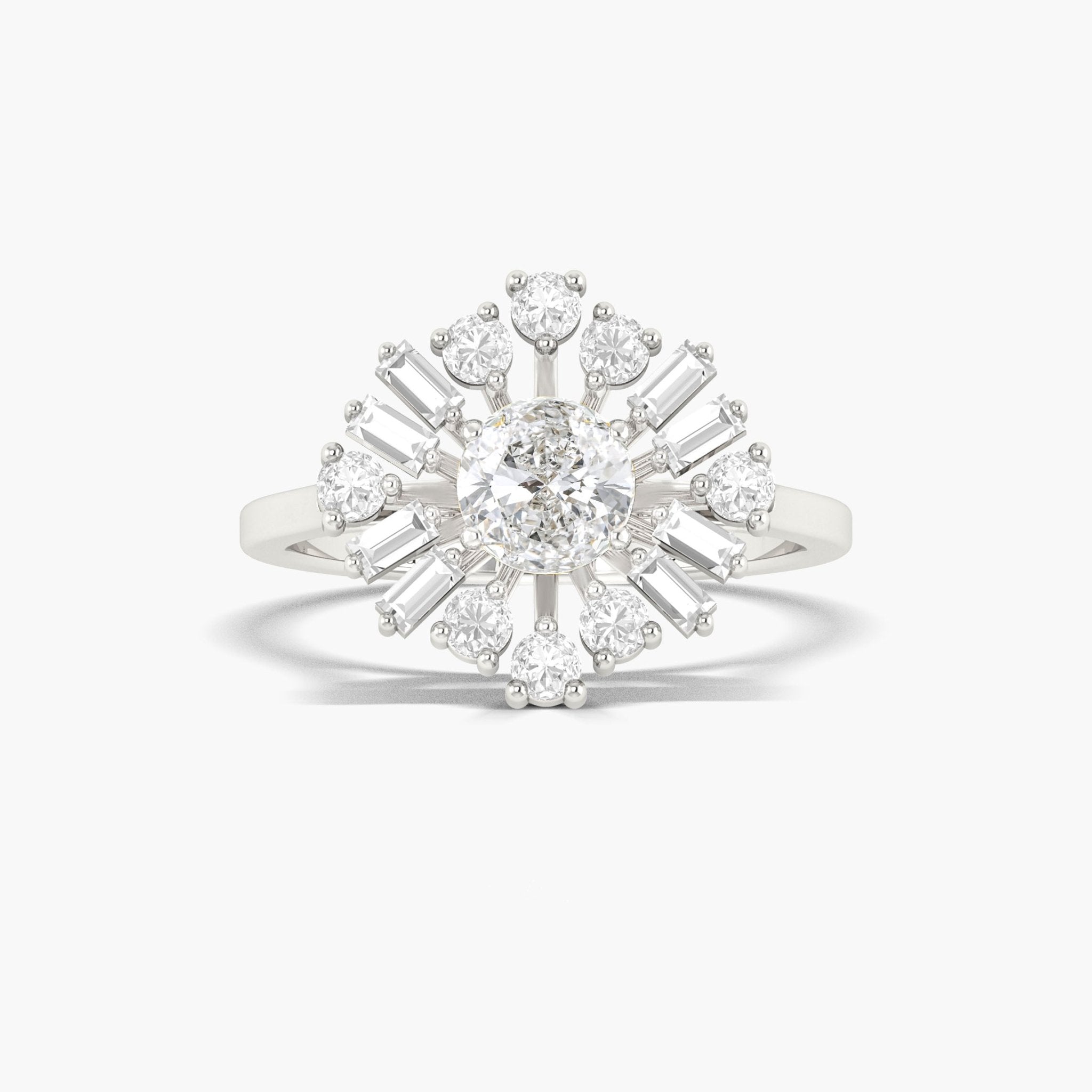Round Cubic Zirconia simulated diamond Statement ring - Goodstone Jewels