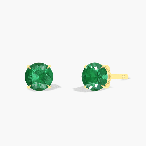 Round Emerald Gemstone Simple Stud Earring