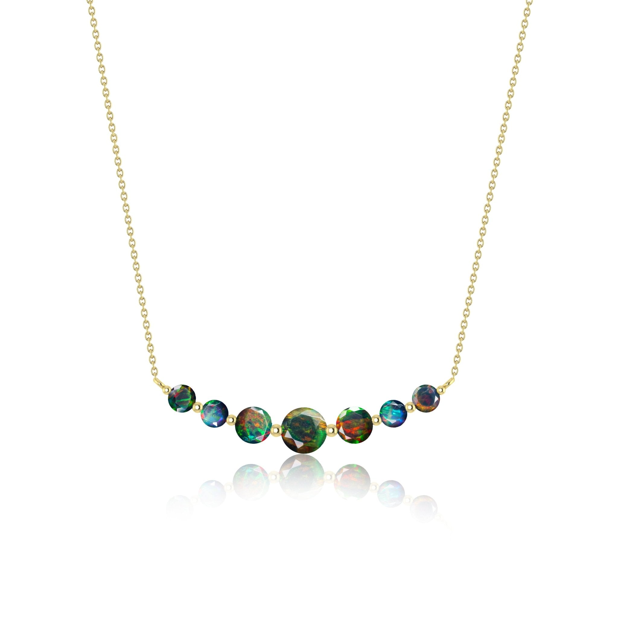 Round Fire Opal Bar Pendant for Women - Goodstone Jewels
