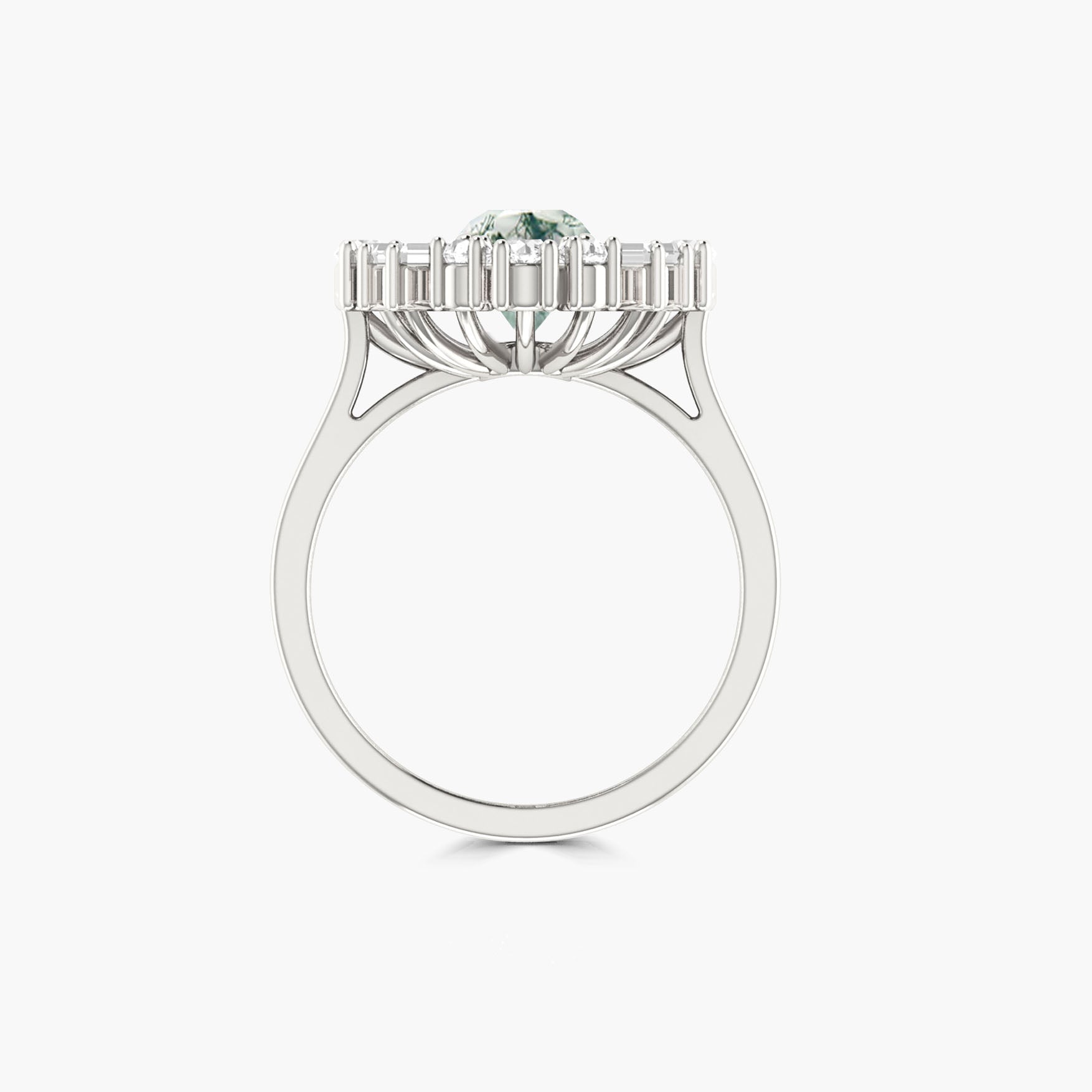 Round Moss Agate bautiful stone Engagement ring - Goodstone Jewels