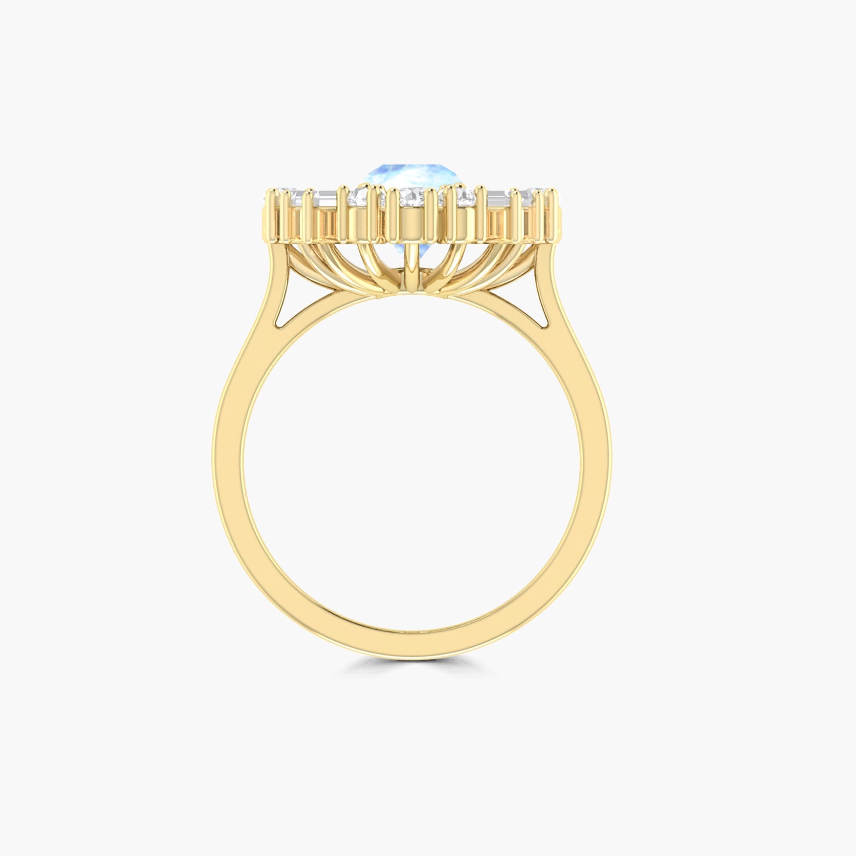 Round White rainbow moonstone with Cubic Zirconia ring - Goodstone Jewels