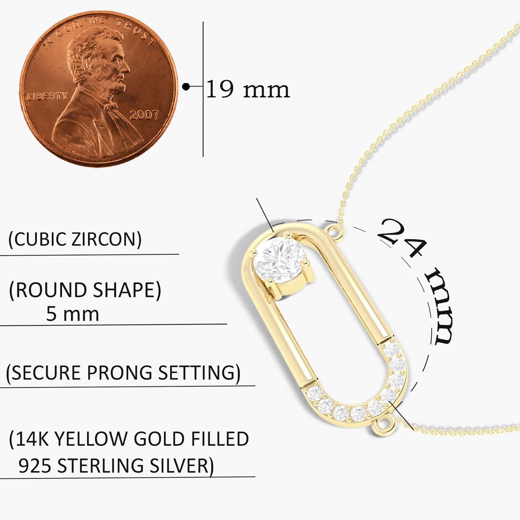 Roung Cubic Zirconia Unique Gold vermeil pendant Necklace - Goodstone Jewels