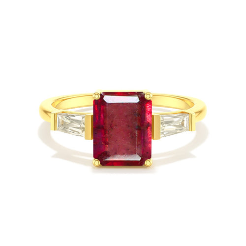 Ruby Solitaire Ring in Sterling Silver