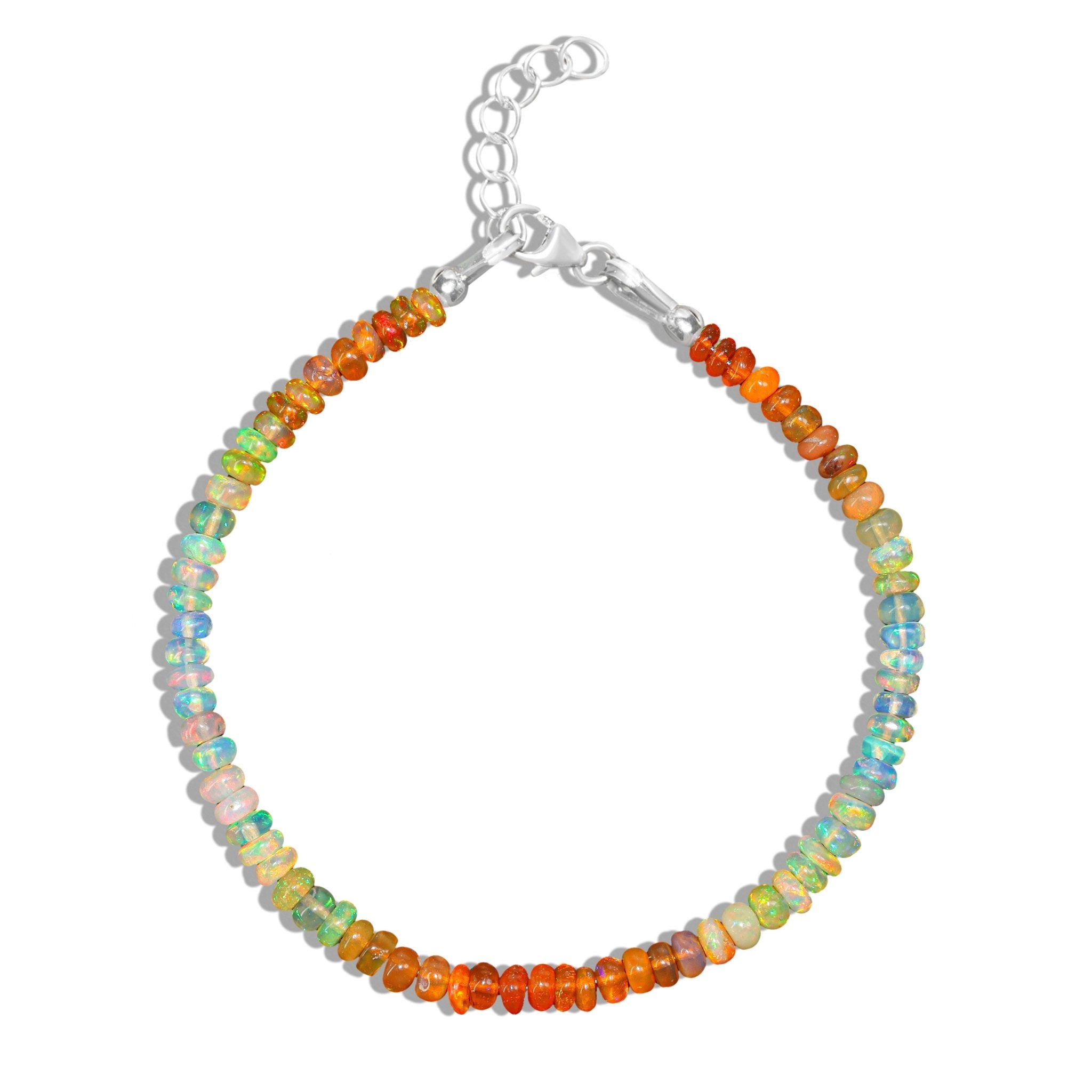 Shaded Plain Beaded Bracelet 4 - 5MM Natural Orange Opal - Goodstone Jewels