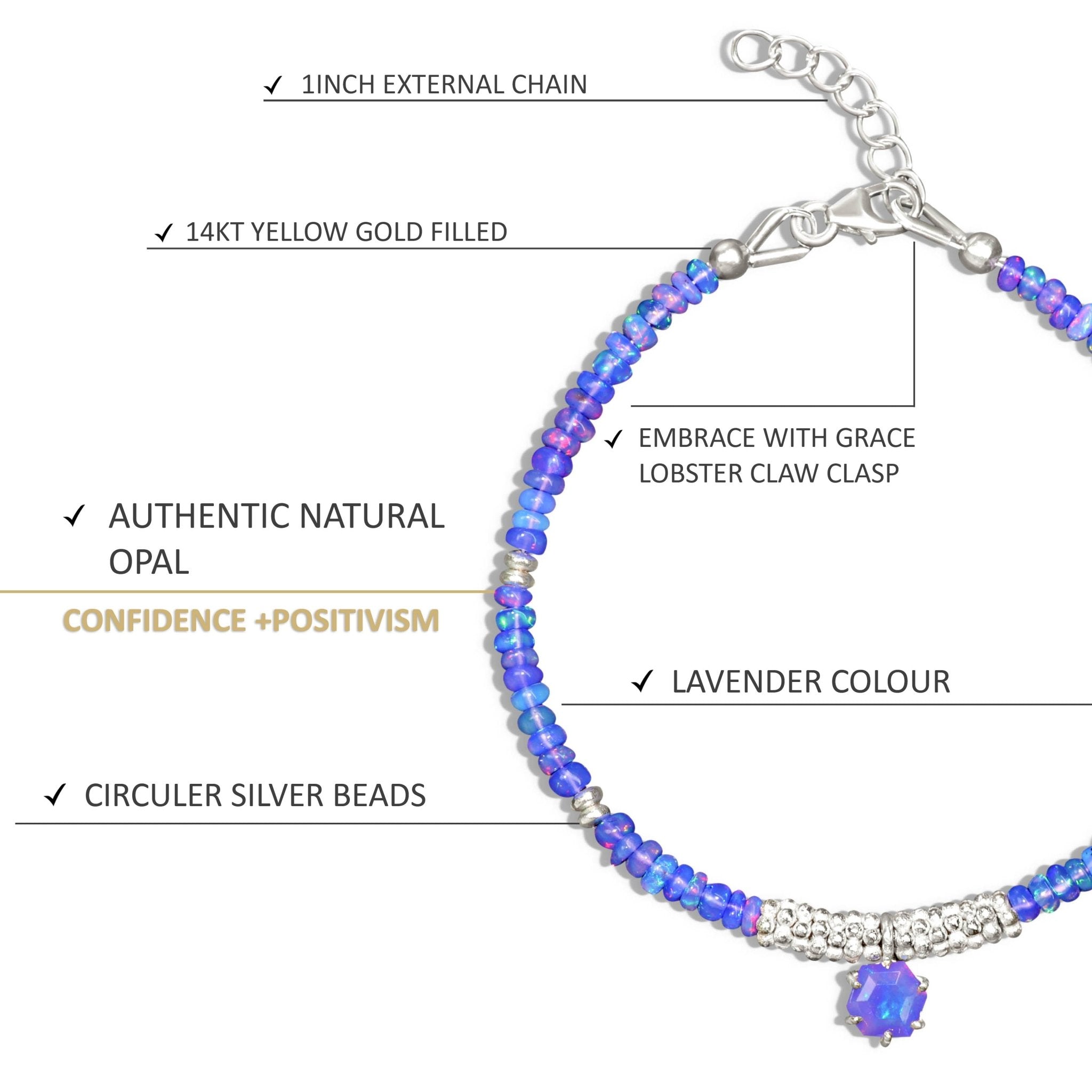 Silver Charm Bracelet Natural Lavender Opal - Goodstone Jewels