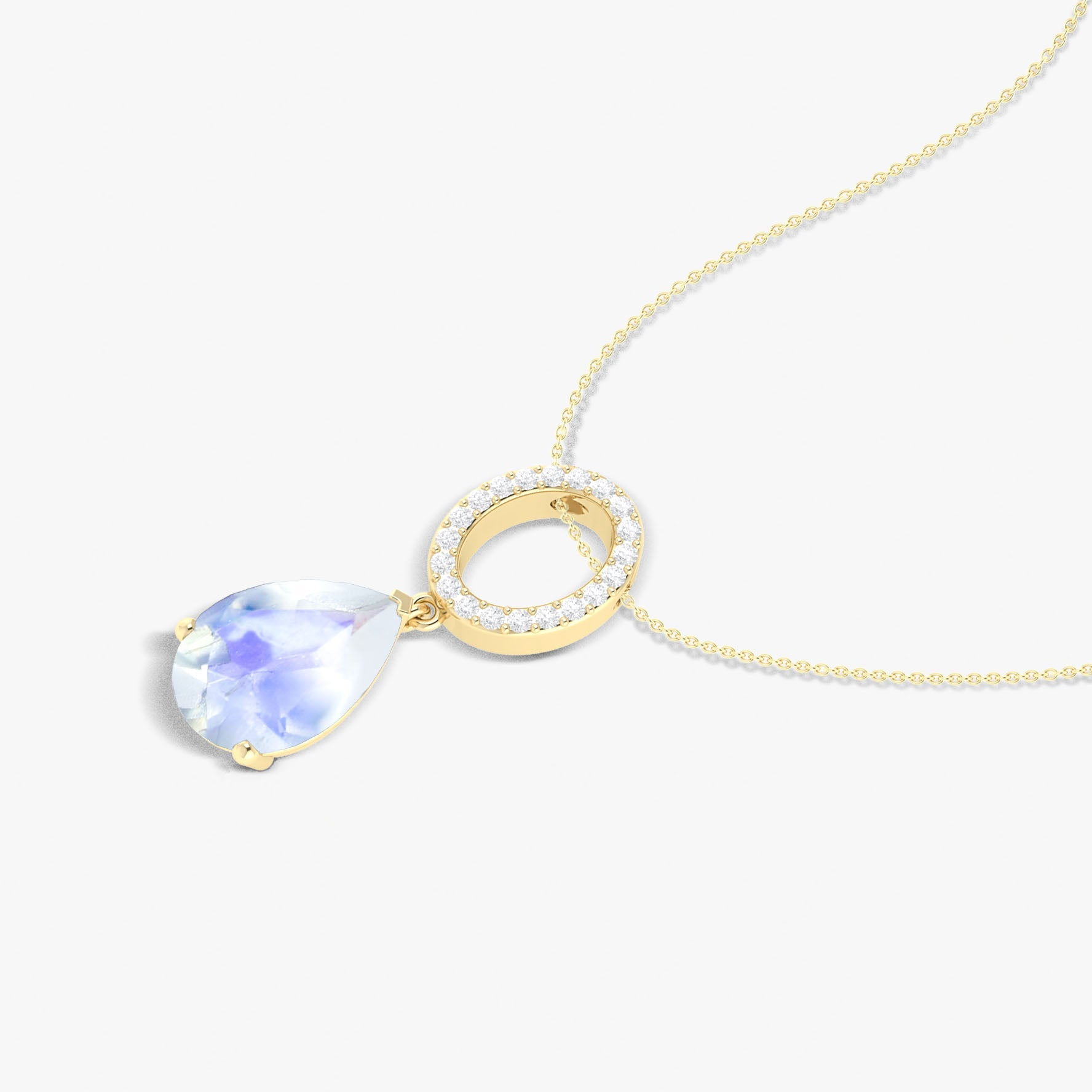 Single Pear Stone Drop Chain Pendant Necklace Natural Moonstone - Goodstone Jewels