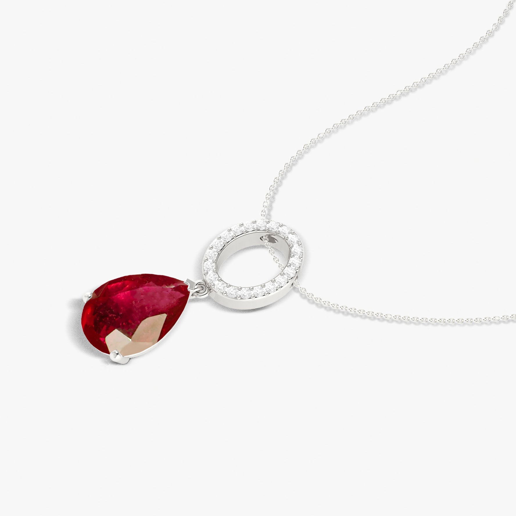 Single Pear Stone Drop Chain Pendant Necklace Natural Ruby - Goodstone Jewels