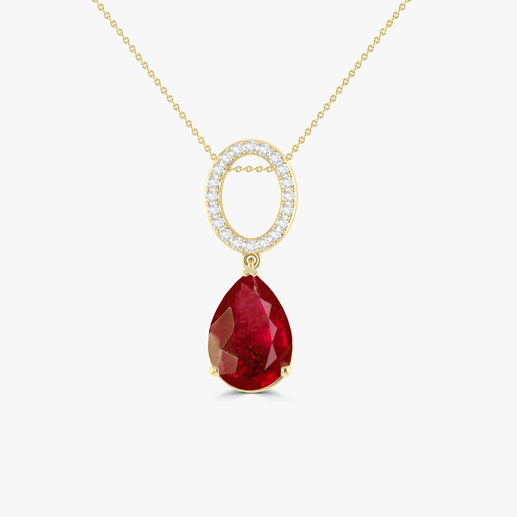 Single Pear Stone Drop Chain Pendant Necklace Natural Ruby - Goodstone Jewels