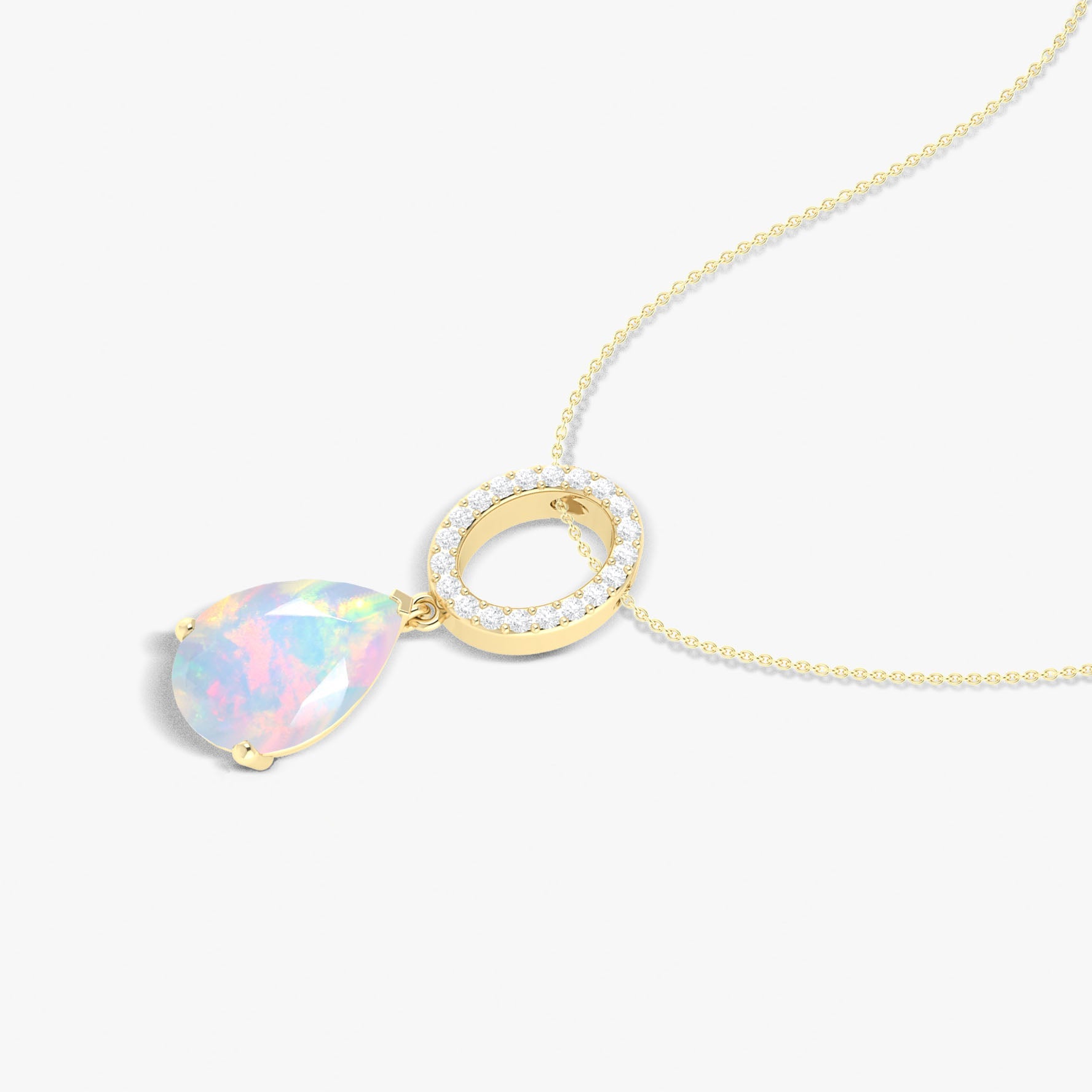 Single Pear Stone Drop Chain Pendant Necklace Natural White Opal - Goodstone Jewels