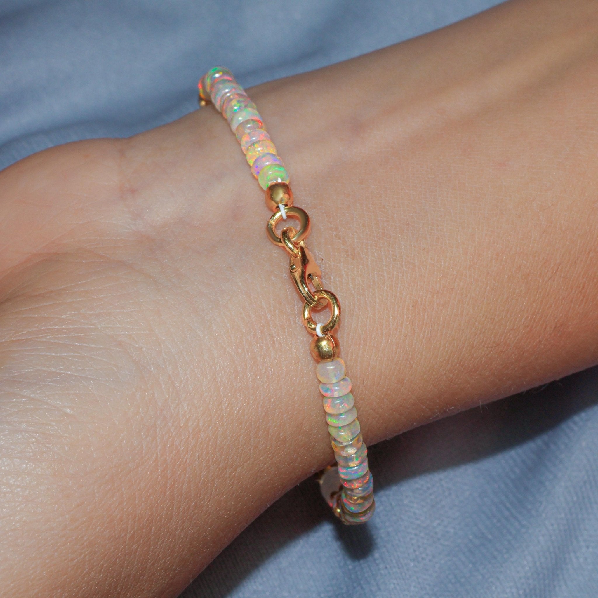 Smooth Rondell opal beaded bracelet for women - Goodstone Jewels