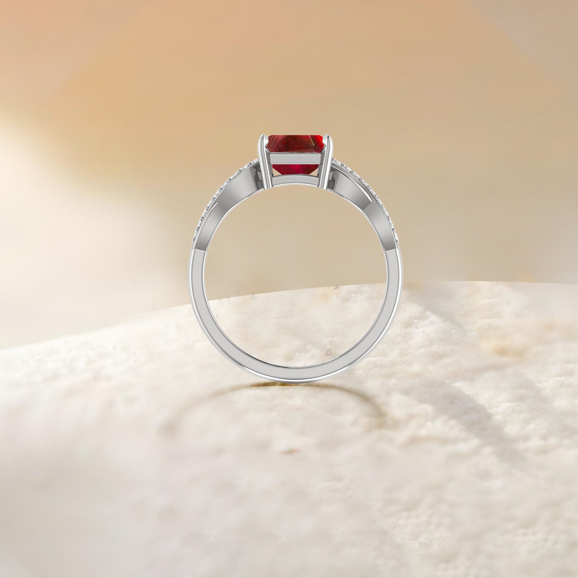Square Shape Natural Ruby Crossover Ring - Goodstone Jewels