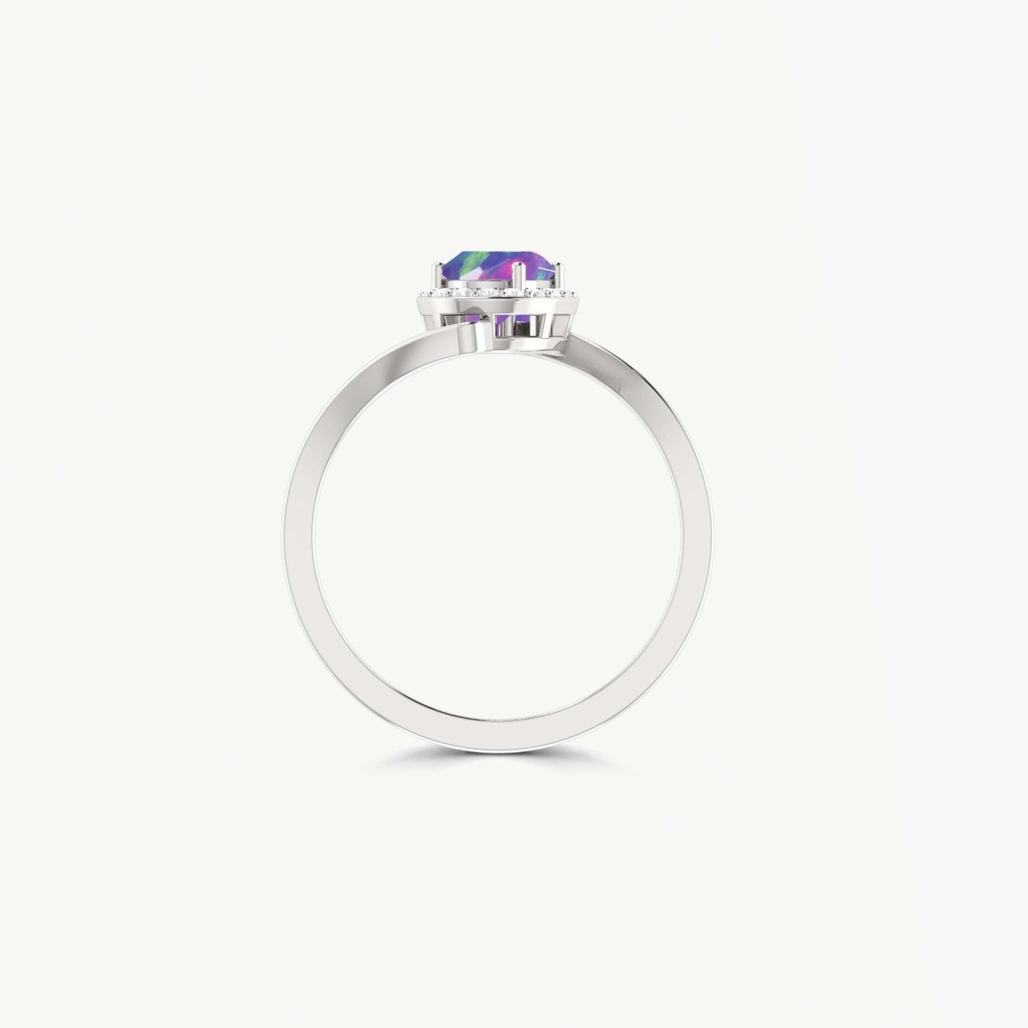 Vintage Lavender fire Oval opal Statement ring for women - Goodstone Jewels