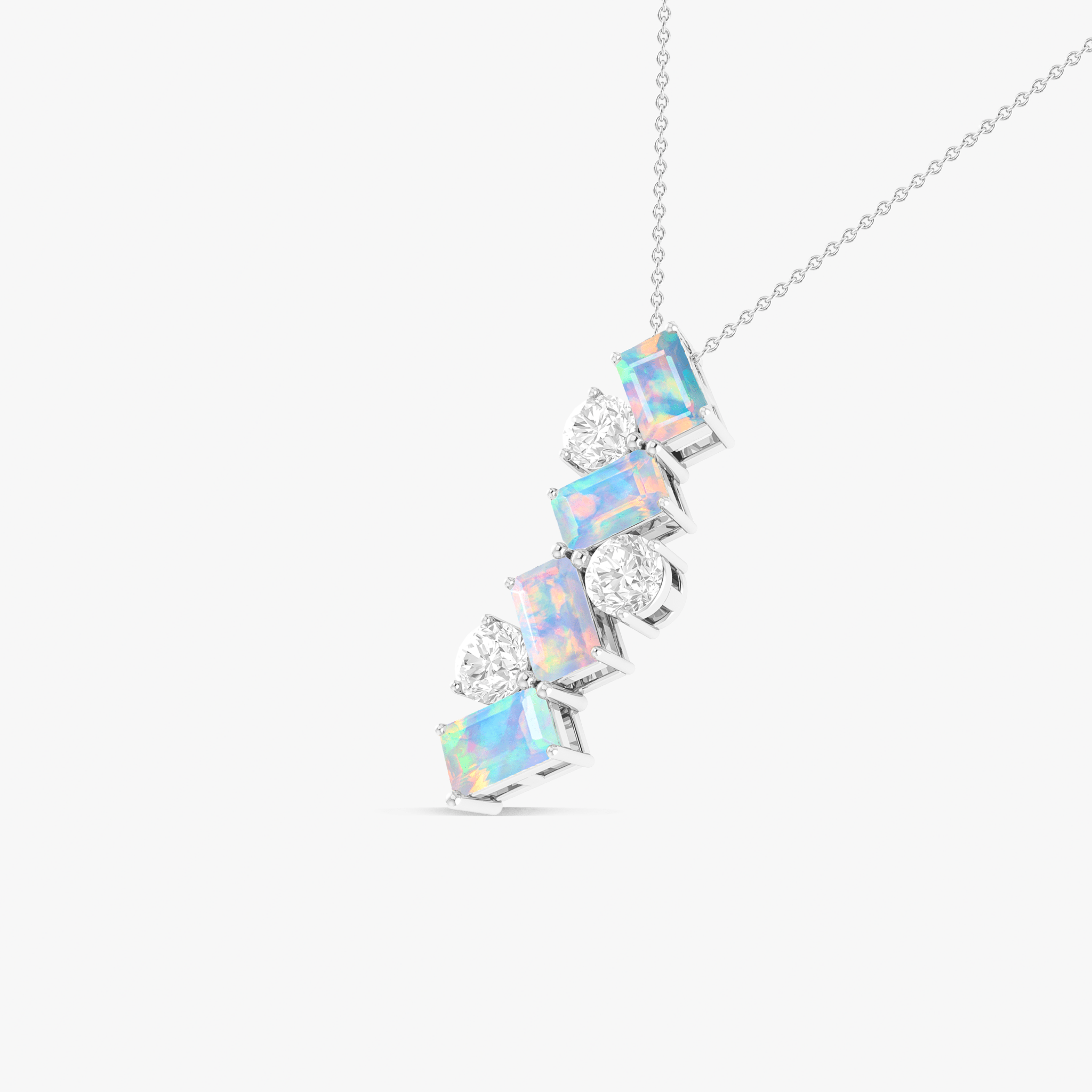 White Baguette Opal Gemstone Charm Pendant - Goodstone Jewels