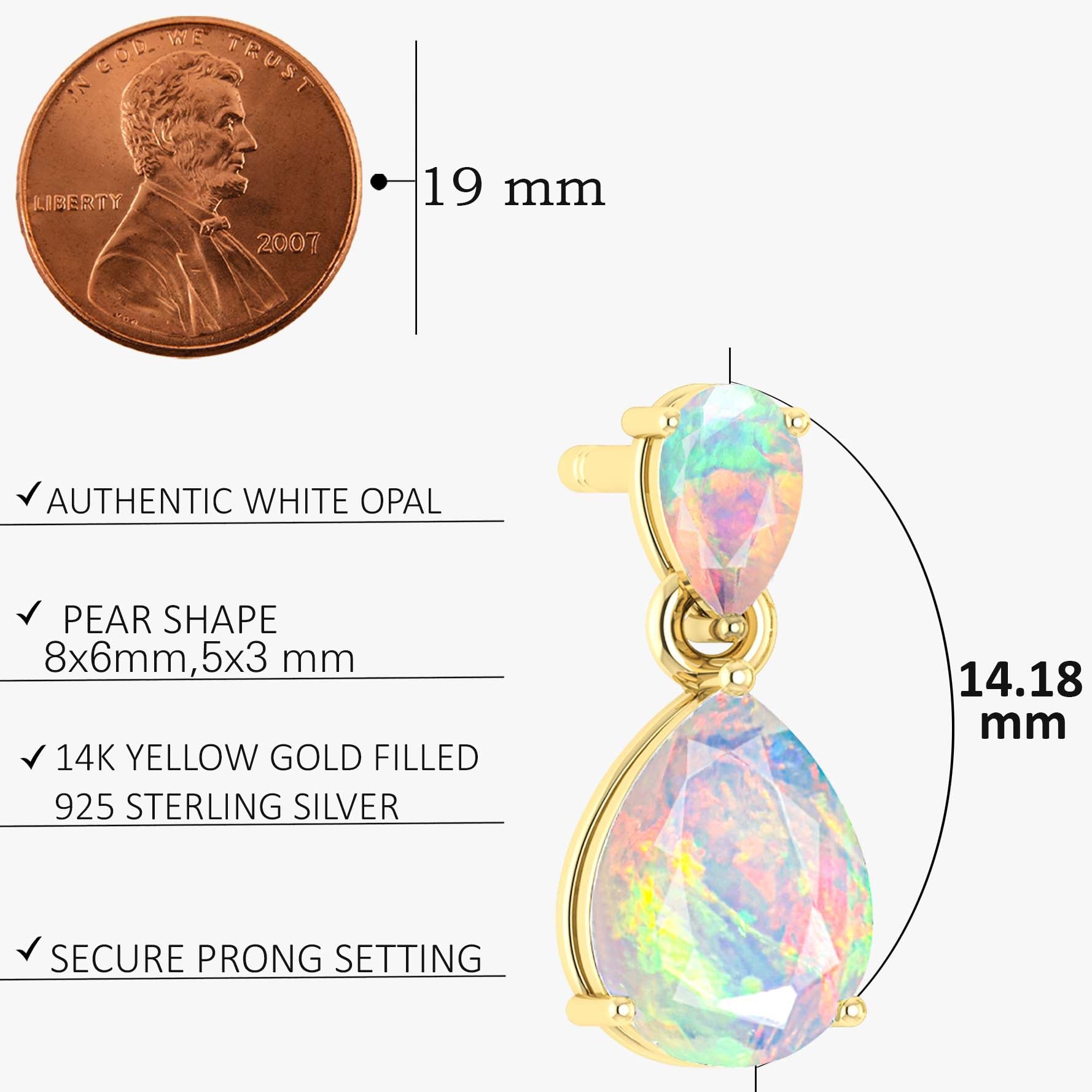White Dual Opal Pear Drop Stud Earrings - Goodstone Jewels