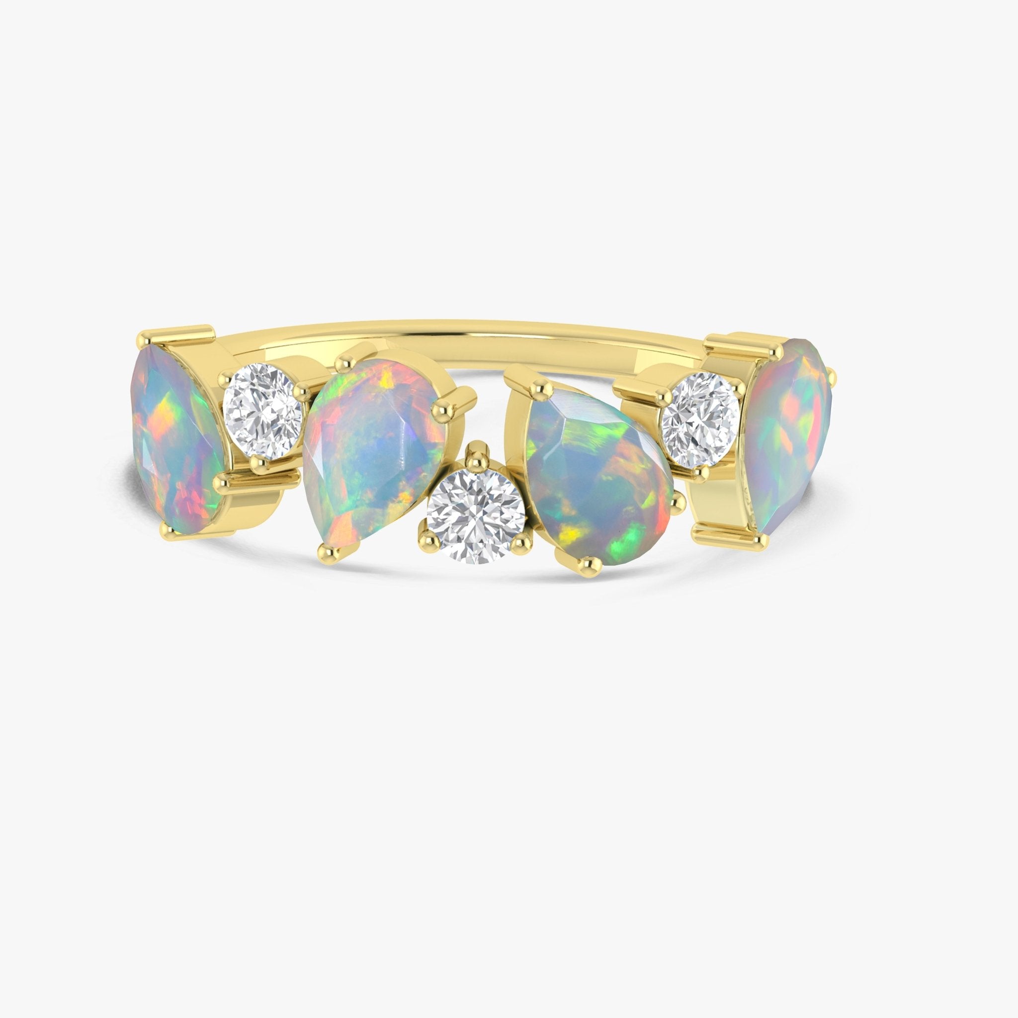 White Fire Opal Four Stone Design Ring - Goodstone Jewels