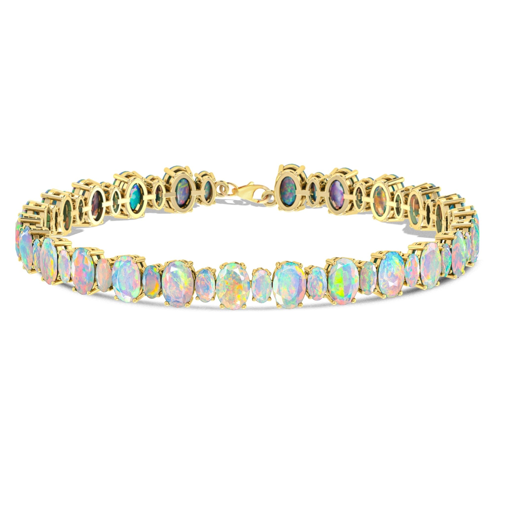 White Fire Opal Oval Shape Gemstone Bracelet - Goodstone Jewels