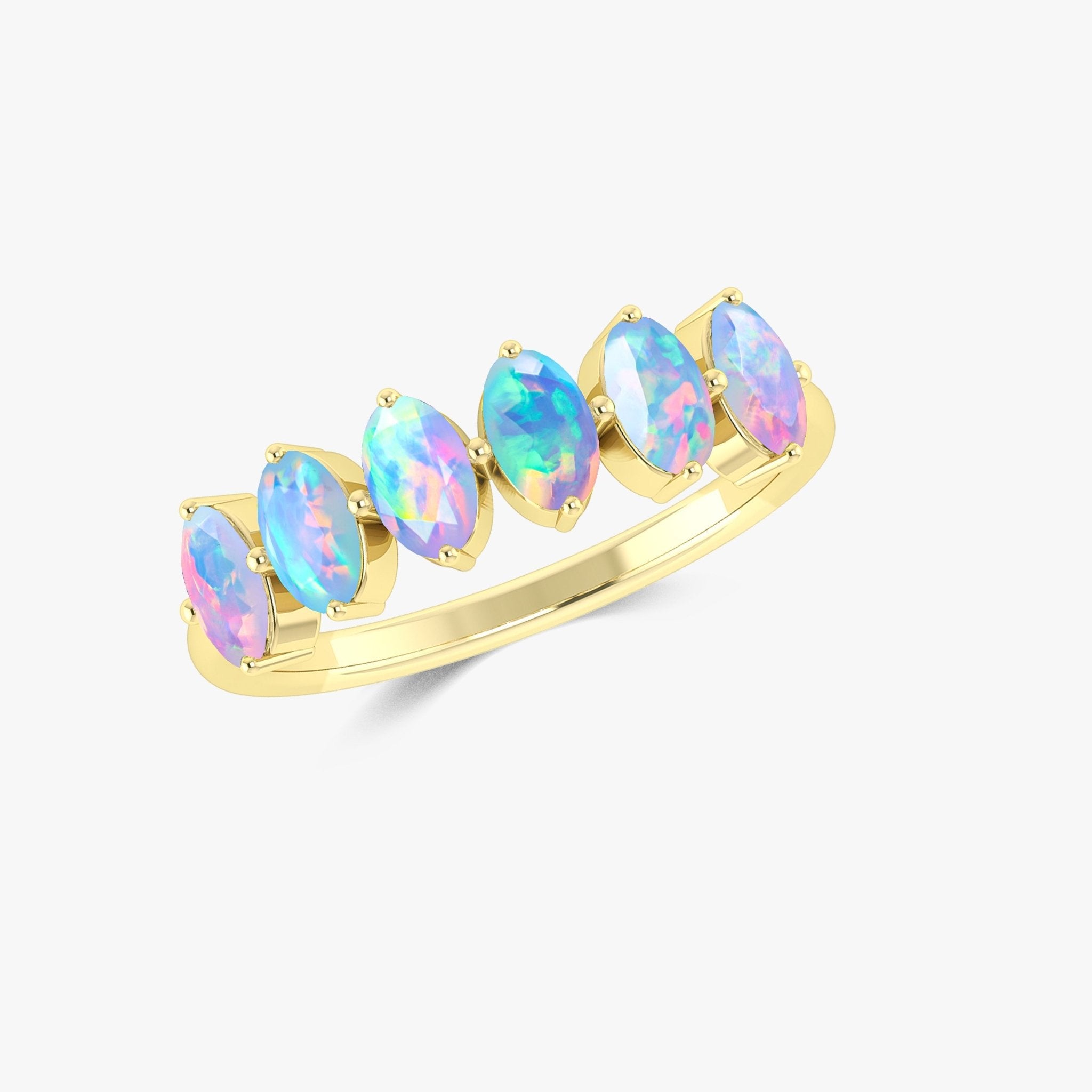 White Fire Oval Shape Opal Gemstone Ring - Goodstone Jewels