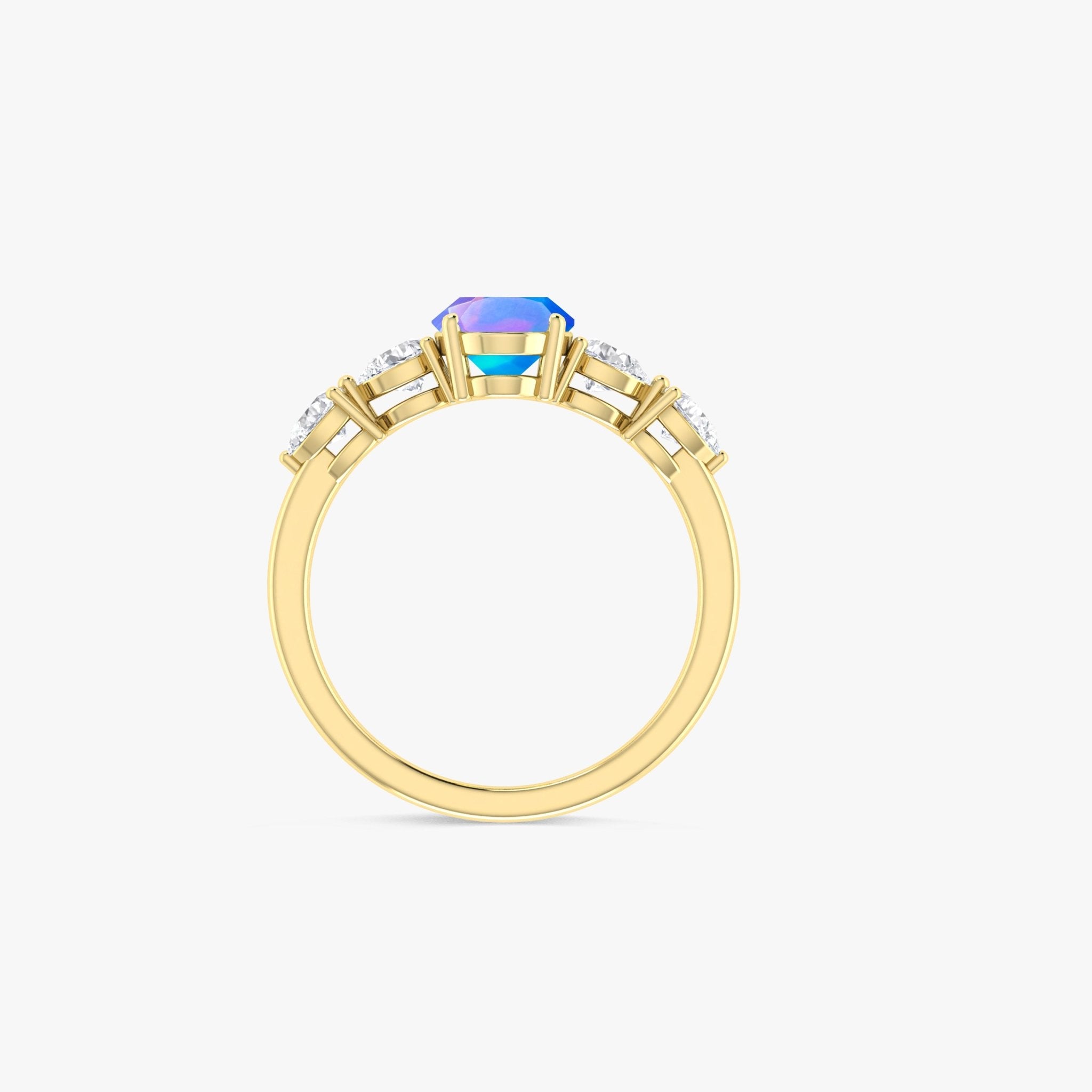 White Genuine Opal Silver Ring for Women - Goodstone Jewels