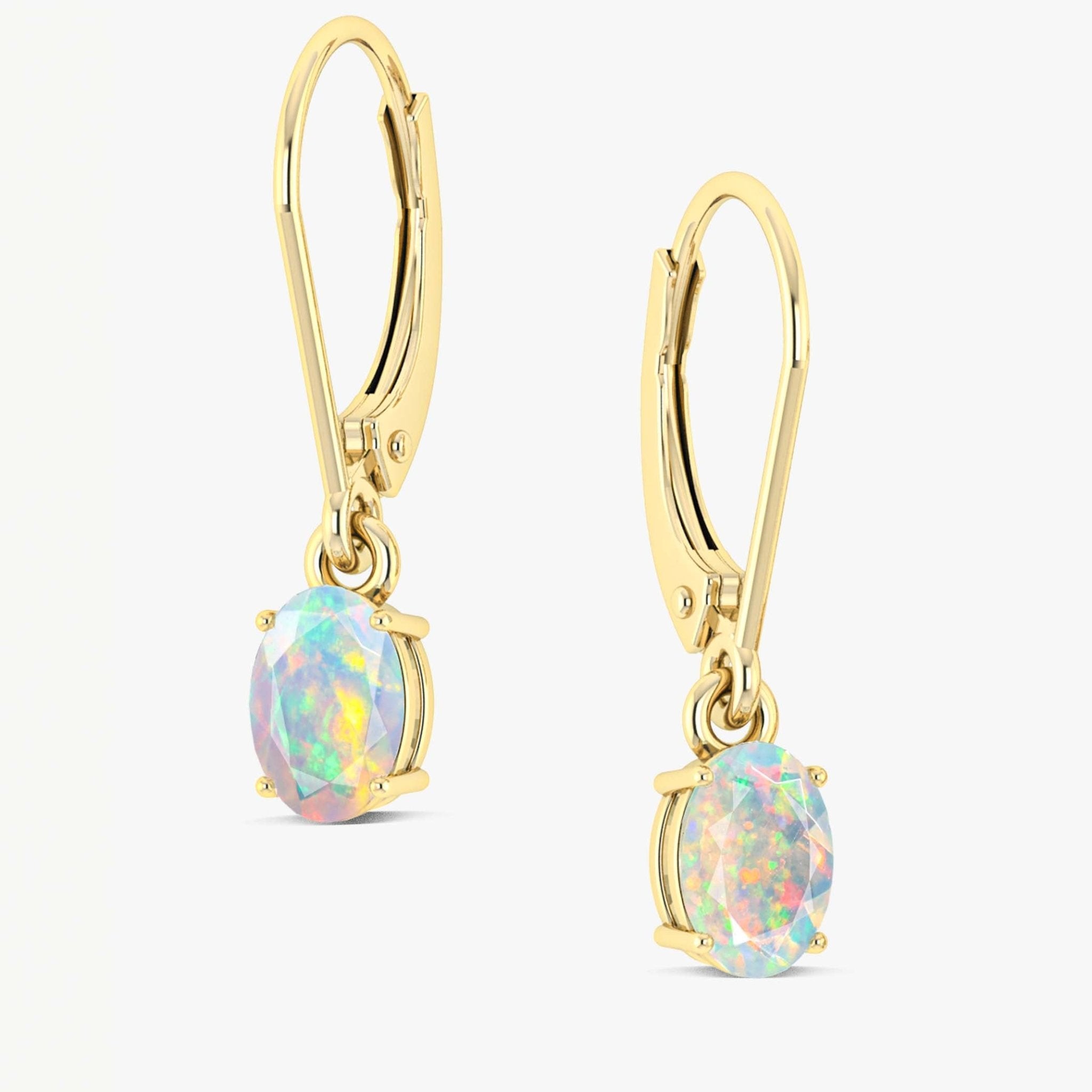 White Multi Fire Opal Gemstone Dangle Earring - Goodstone Jewels