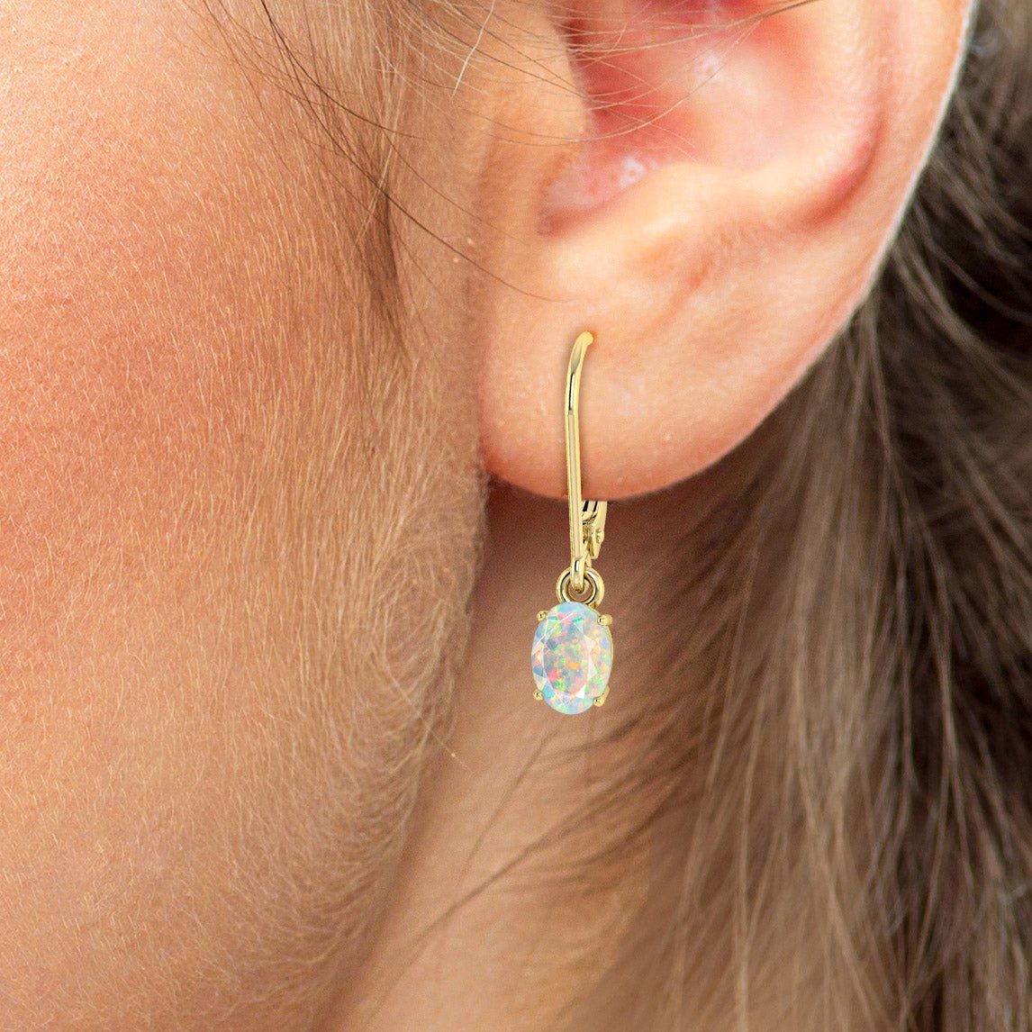White Multi Fire Opal Gemstone Dangle Earring - Goodstone Jewels