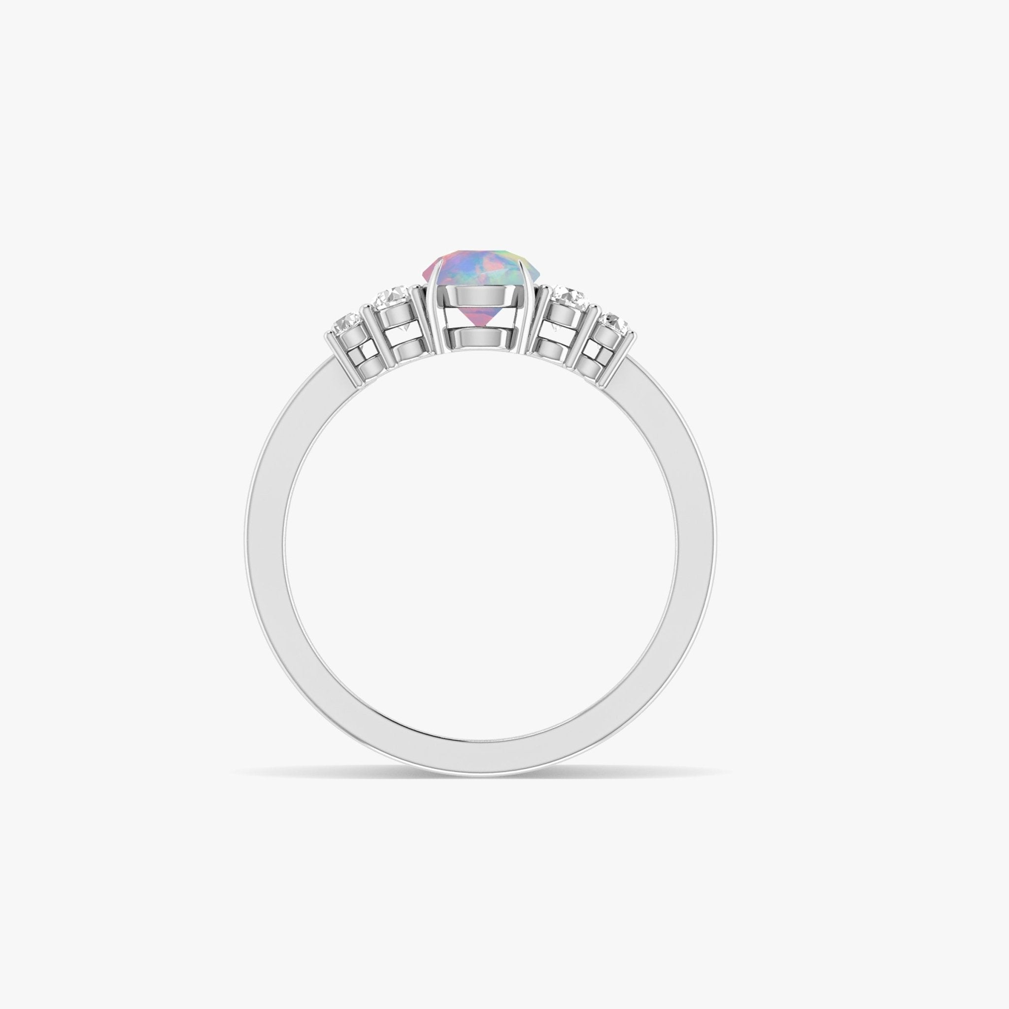 White Natural Ethiopian Opal Faceted Pear Ring - Goodstone Jewels