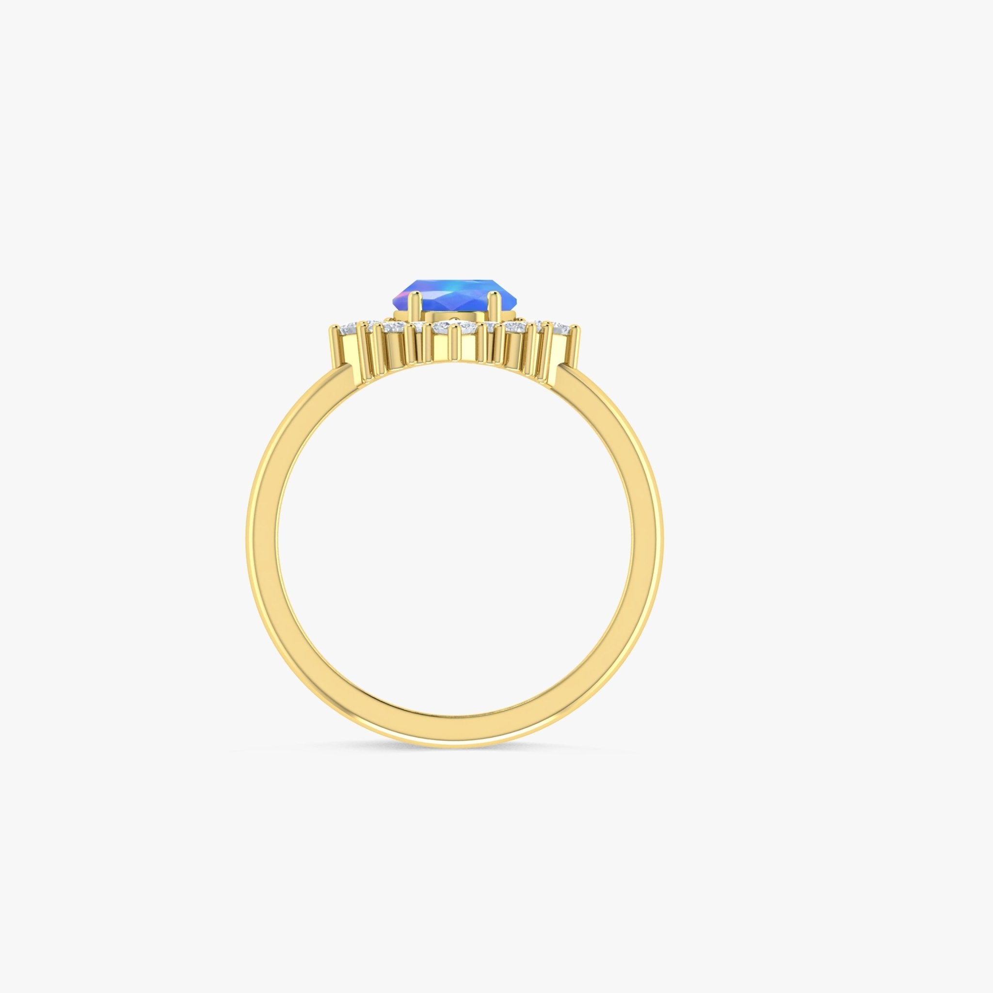 White Natural Fire Faceted Ethiopian Opal Ring - Goodstone Jewels