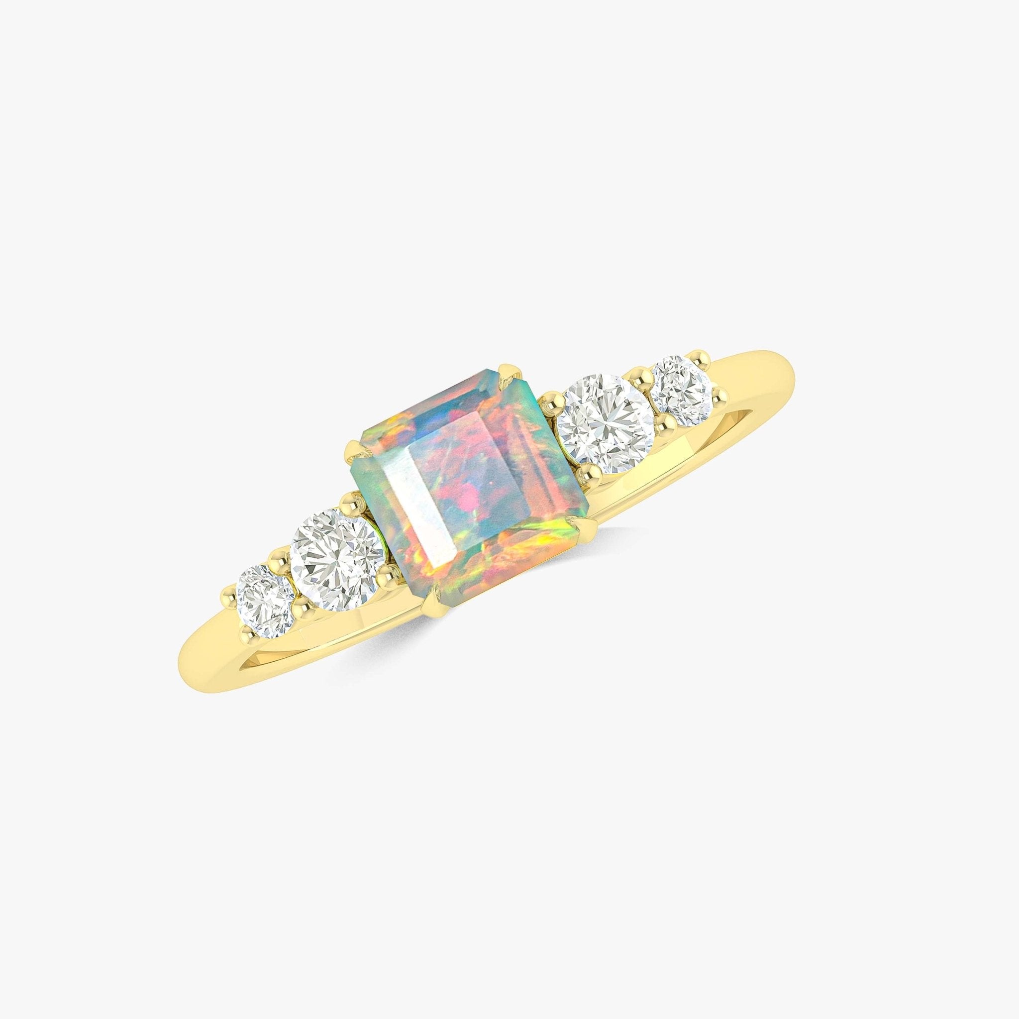 Statement rings for women white octagon opal