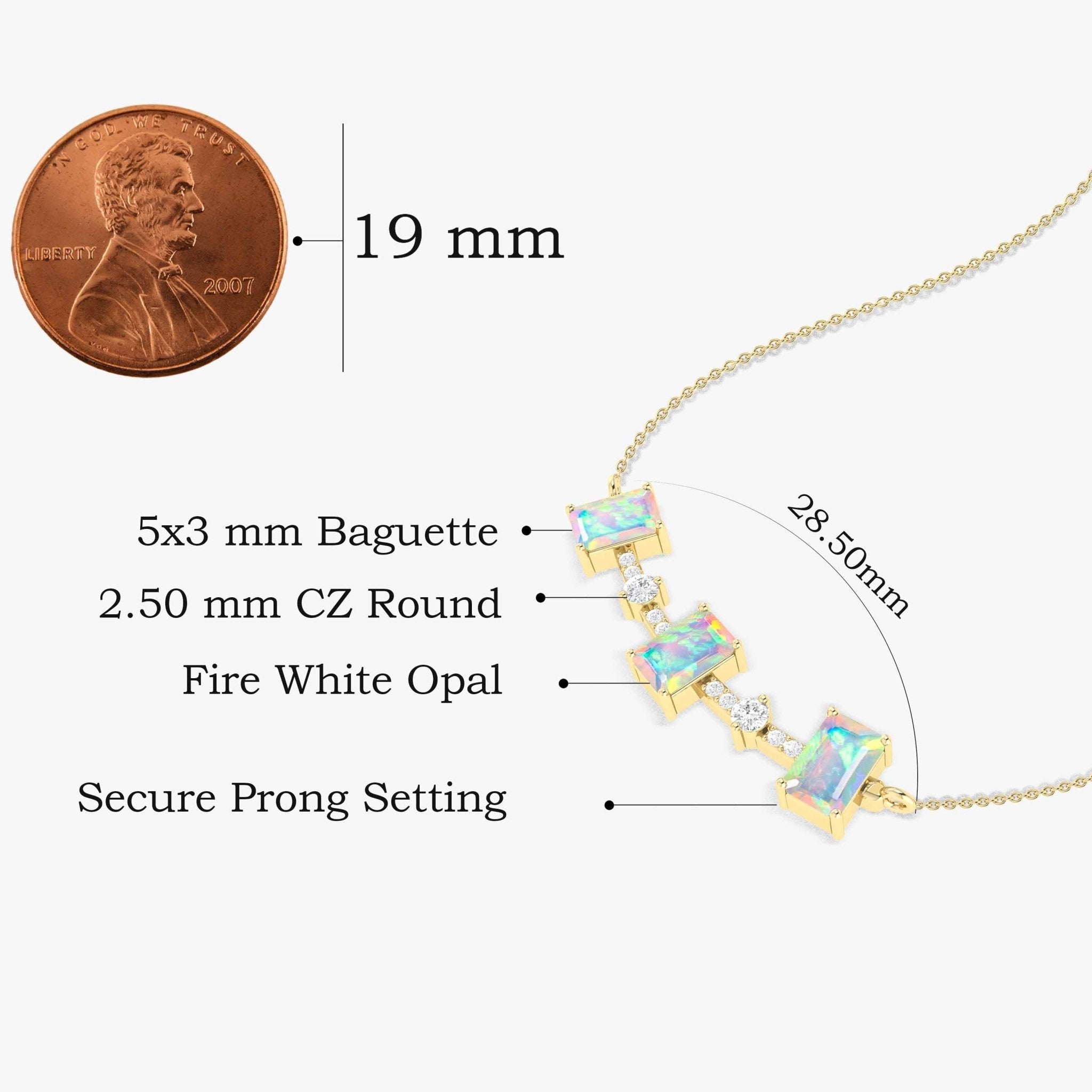 White Opal Baguette Gemstone Bar Pendant - Goodstone Jewels