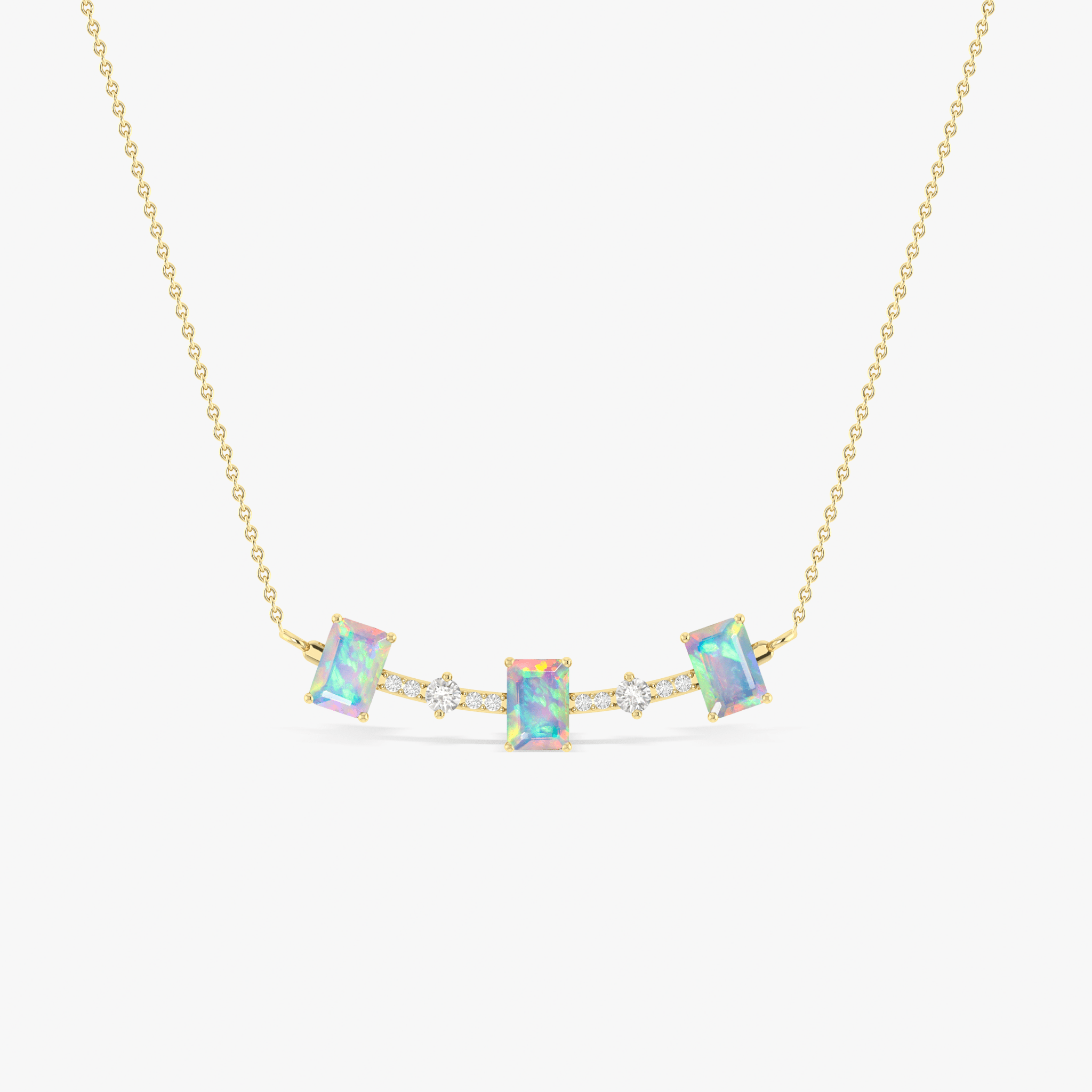 White Opal Baguette Gemstone Bar Pendant - Goodstone Jewels