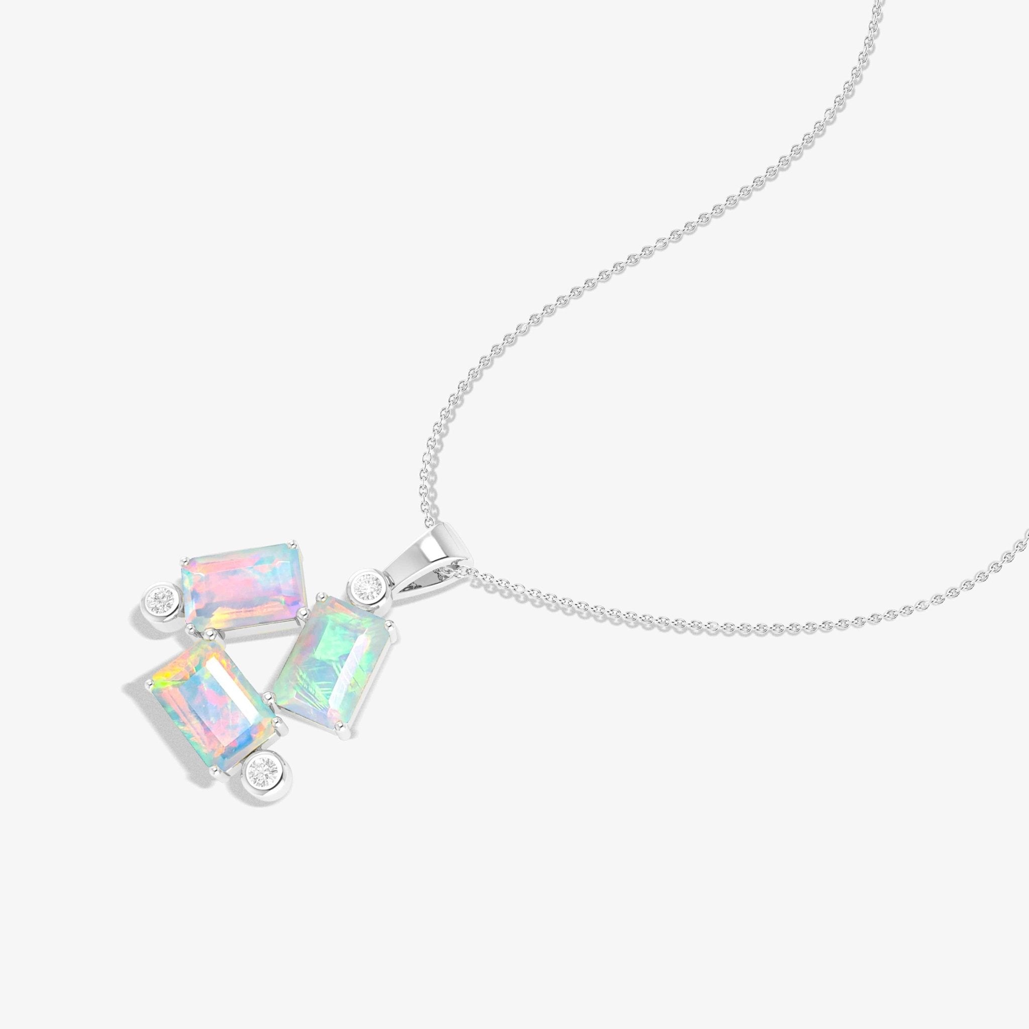 White Opal Baguette Gemstone Charm Pendant - Goodstone Jewels