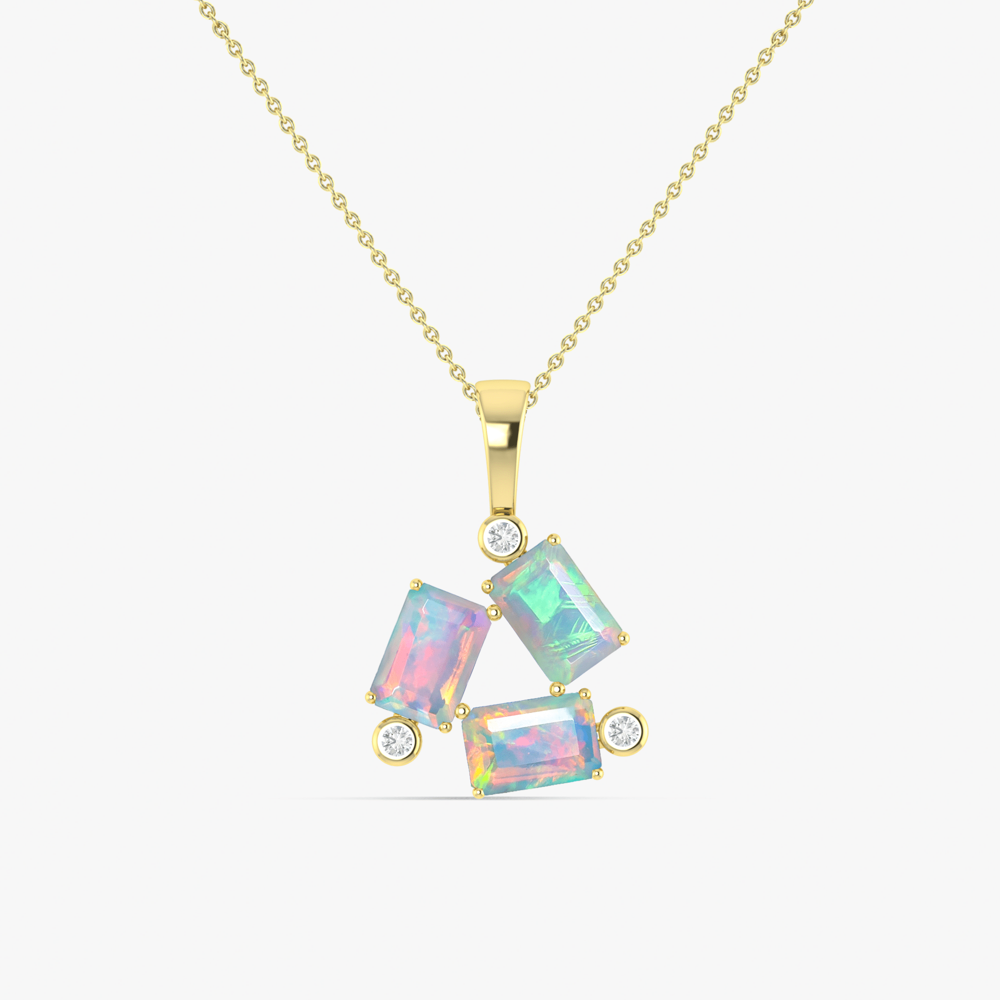 White Opal Baguette Gemstone Charm Pendant - Goodstone Jewels