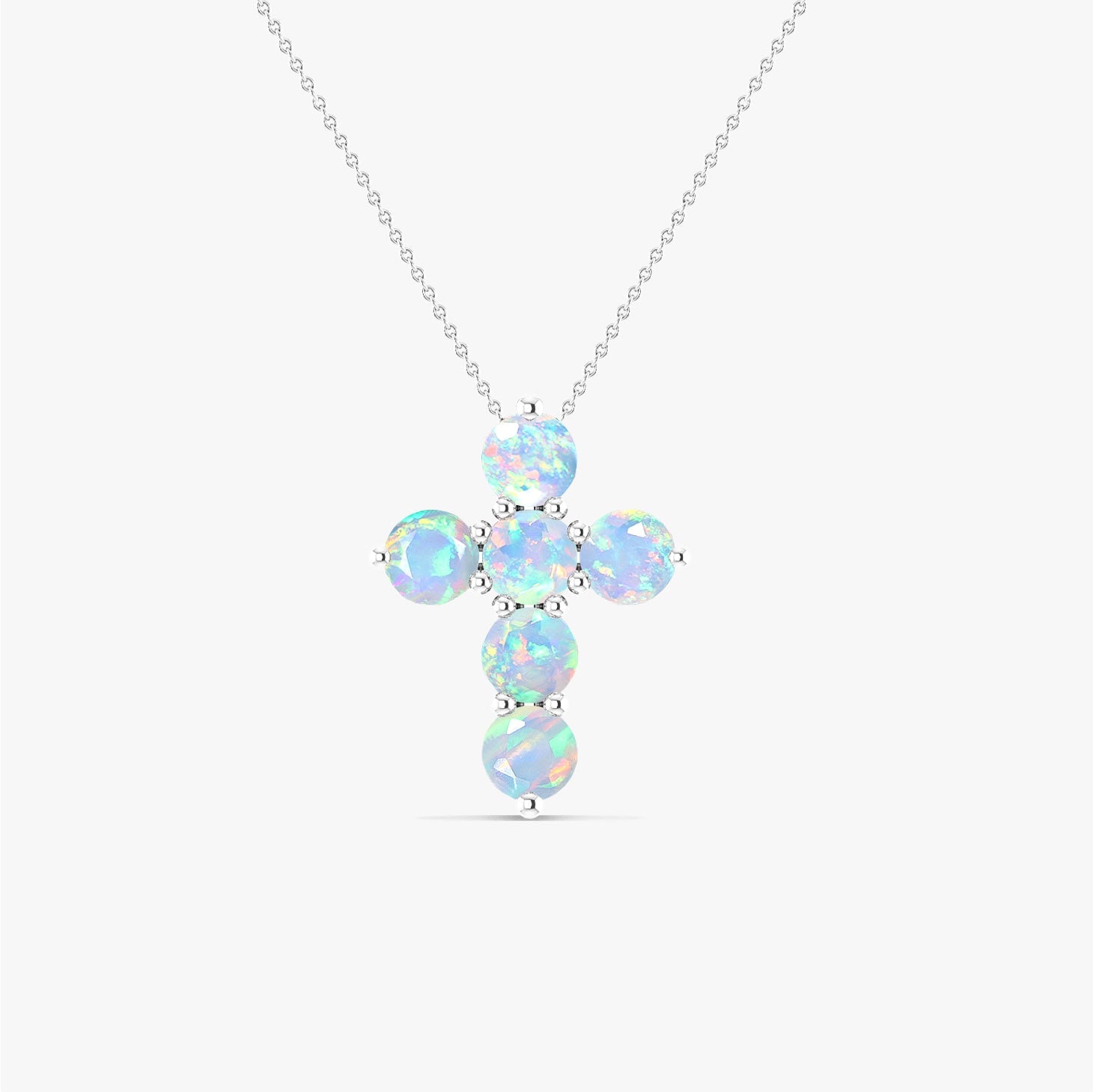 White Opal Gemstone Cross Pendant - Goodstone Jewels