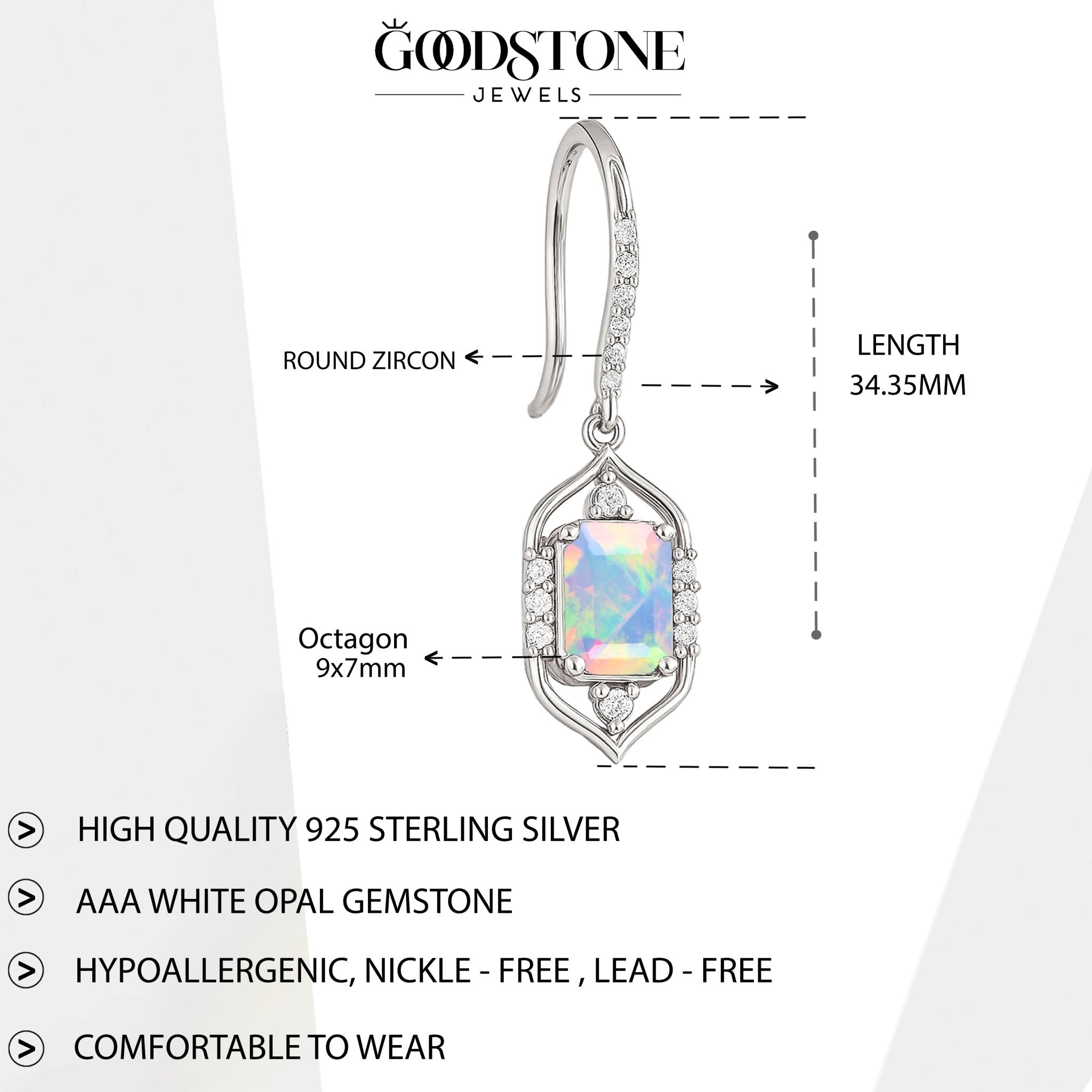 White Opal Gemstone Drop and Dangle Earrings - Goodstone Jewels