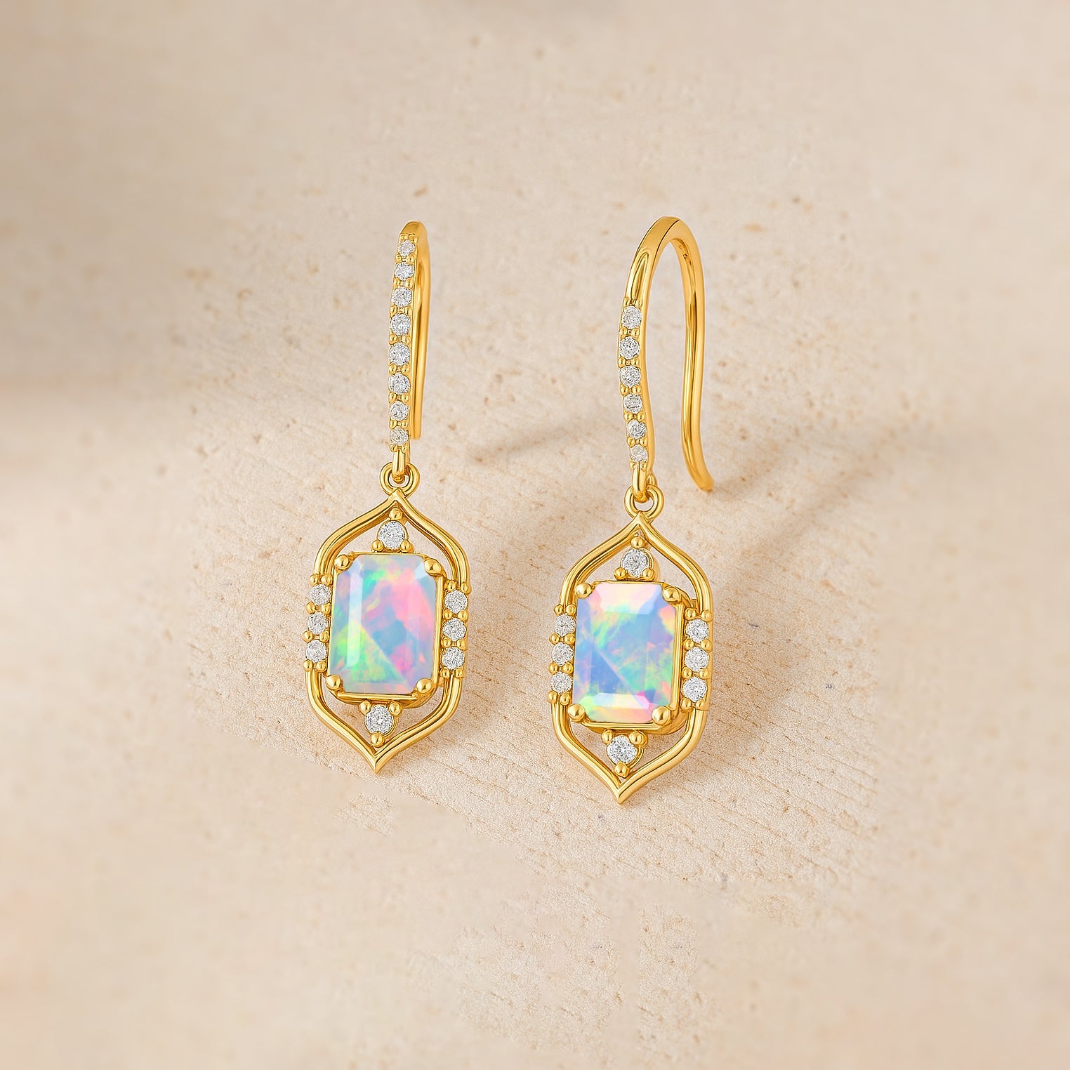 White Opal Gemstone Drop and Dangle Earrings - Goodstone Jewels