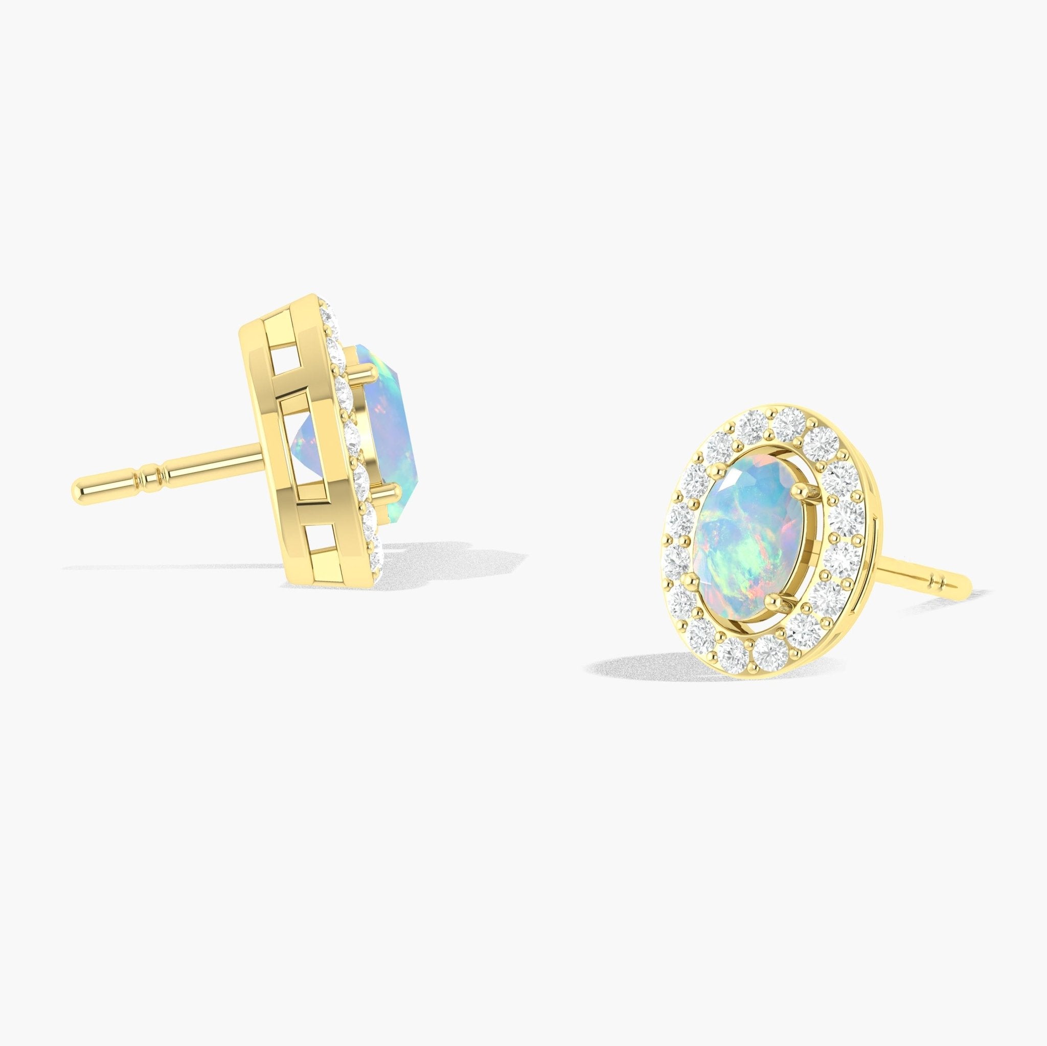 White Opal Gemstone Oval Style Stud Earring - Goodstone Jewels
