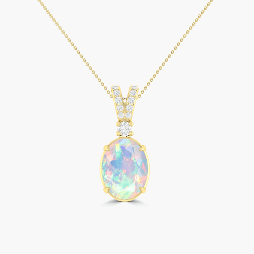 White Opal Gemstone Pendant Necklace