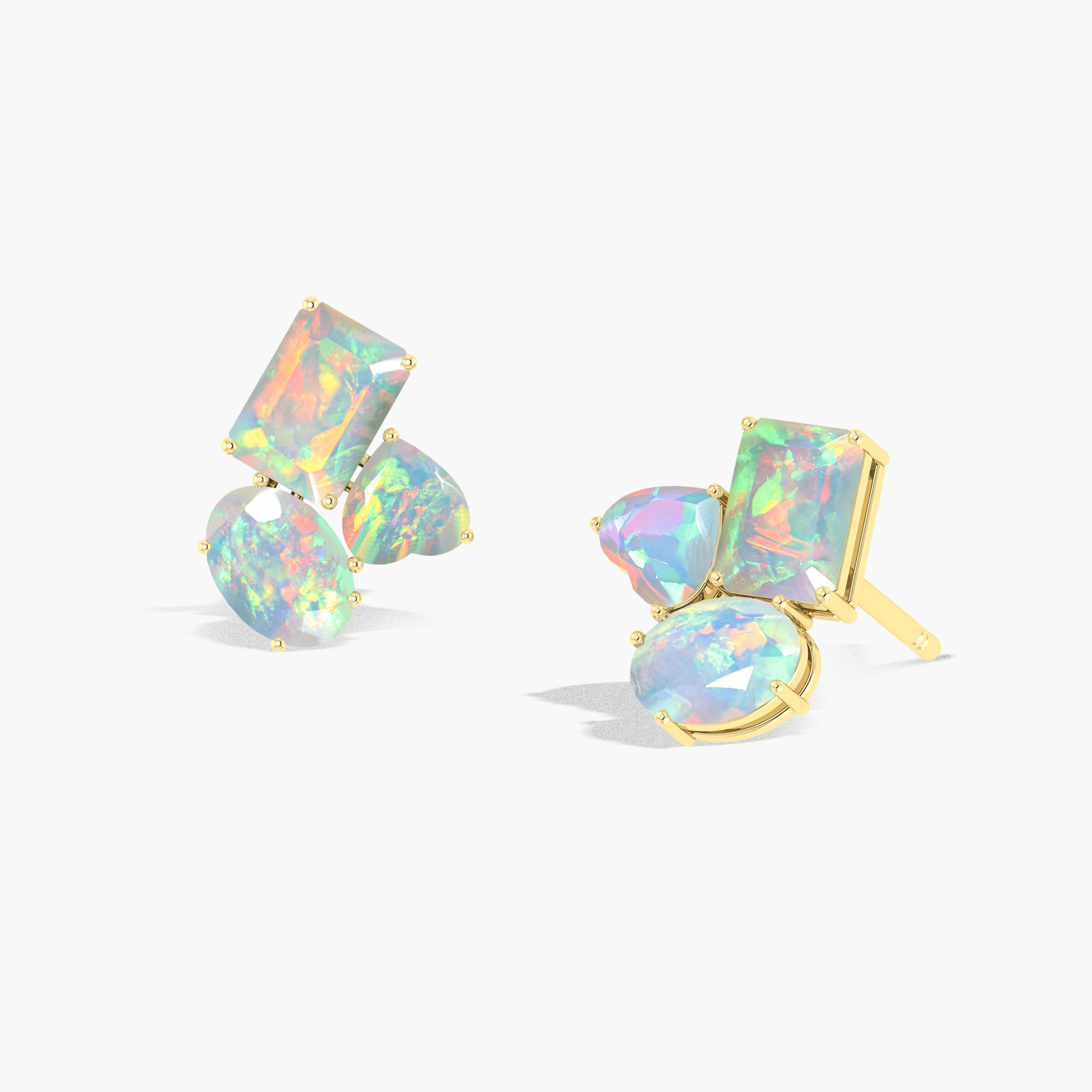 White Opal Multi Shape Stone Stud Earring - Goodstone Jewels