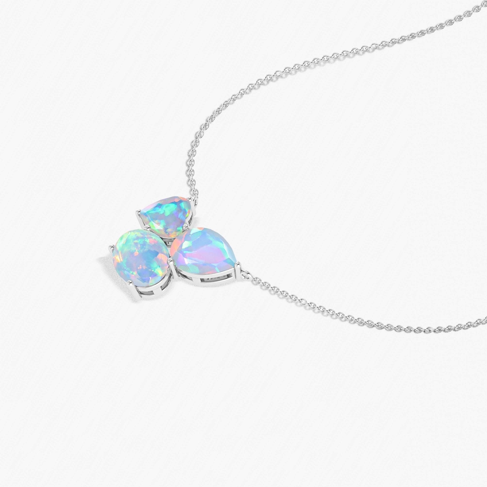 White Opal Three Stone Pendant Necklace Jewelry at Goodstone Jewels 