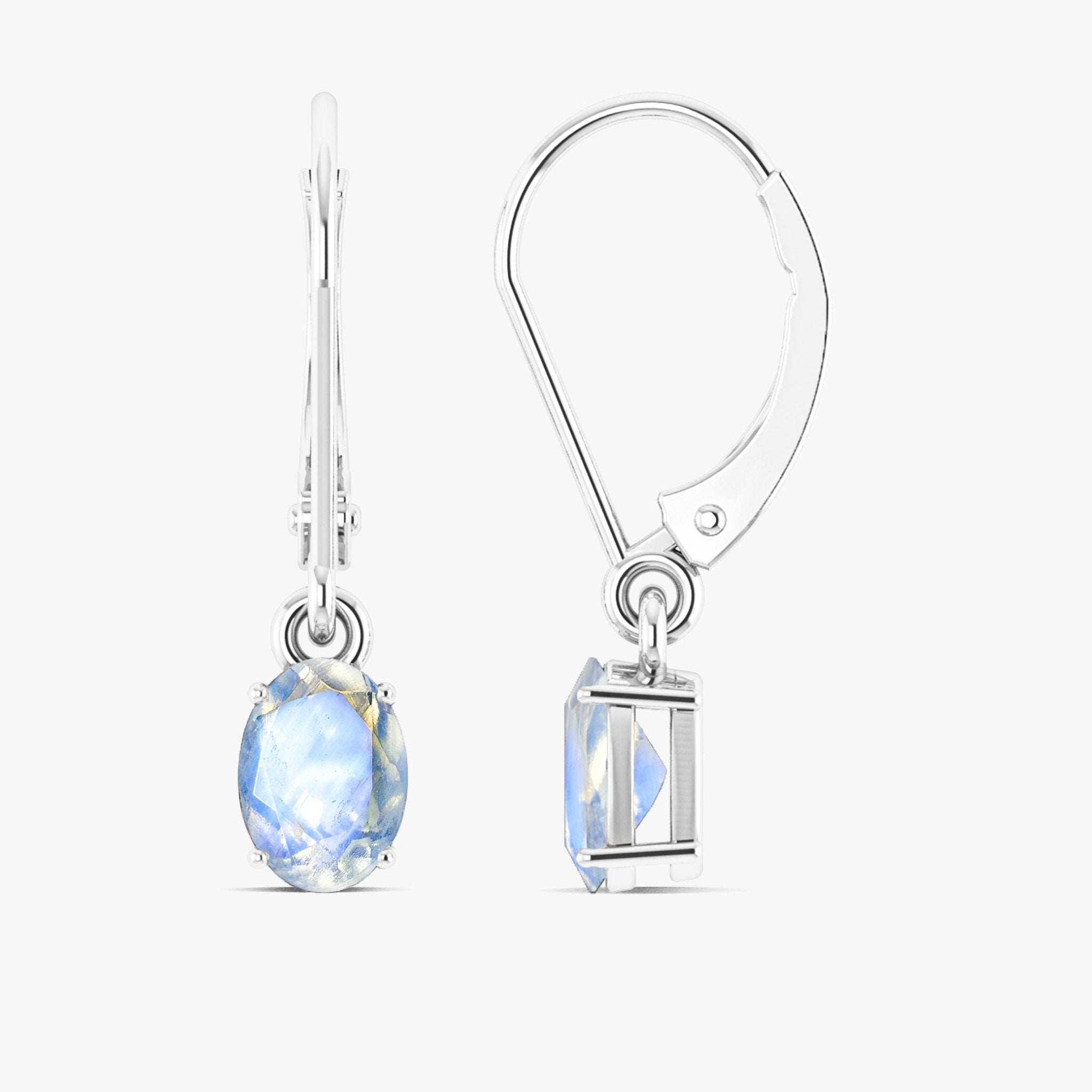 White Rainbow Moonstone Dangle Earring - Goodstone Jewels