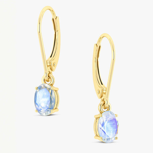 White Rainbow Moonstone Dangle Earring