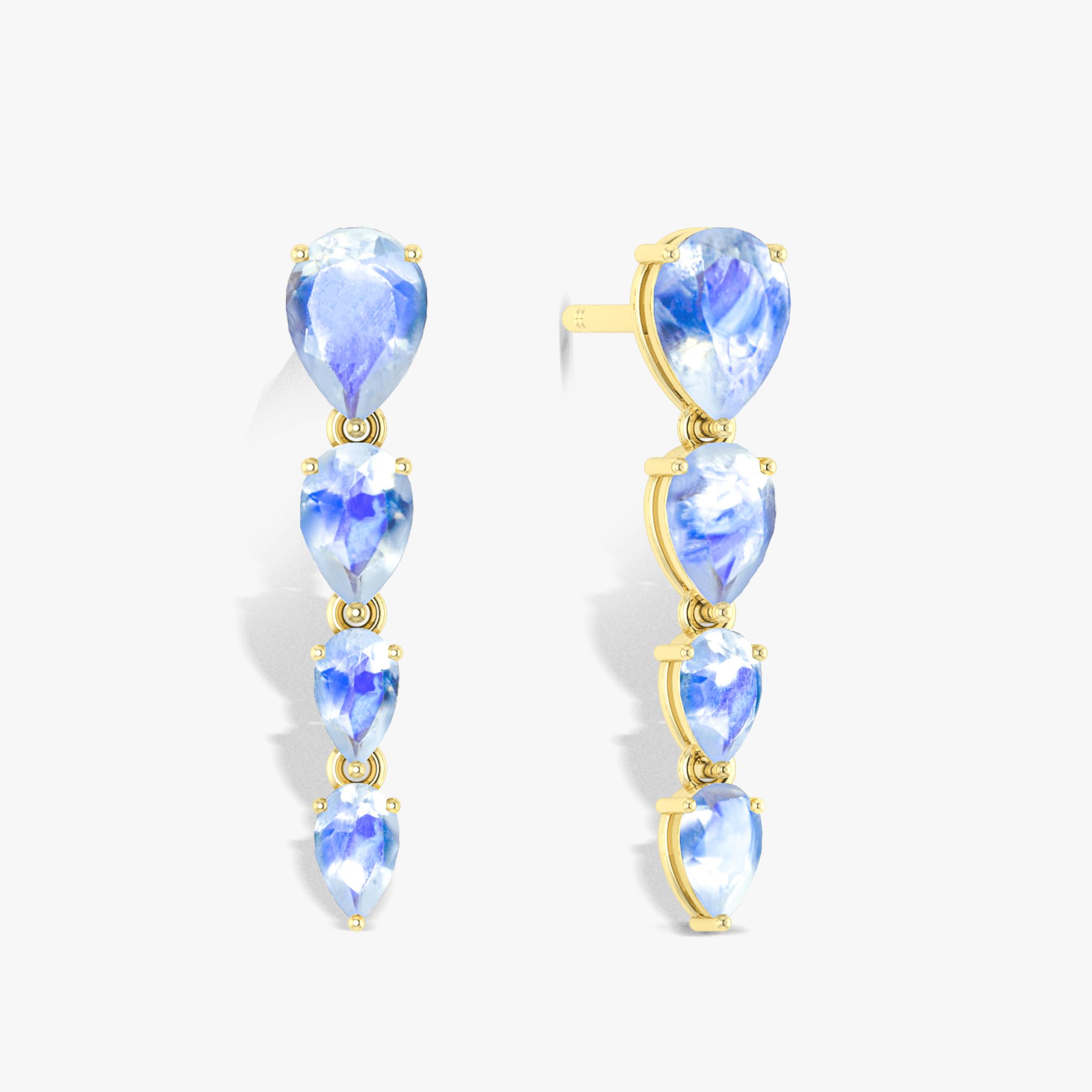 White Rainbow Moonstone Pear Drop Earrings - Goodstone Jewels