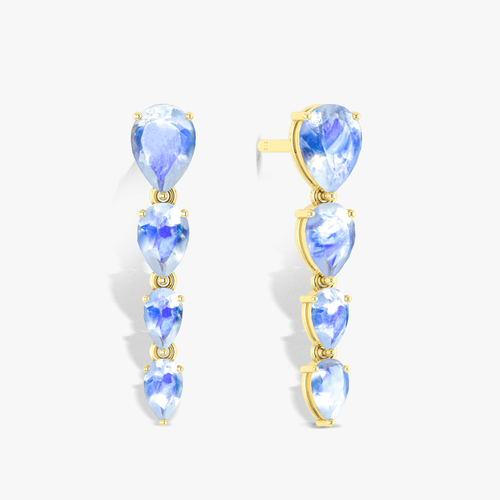 White Rainbow Moonstone Pear Drop Earrings
