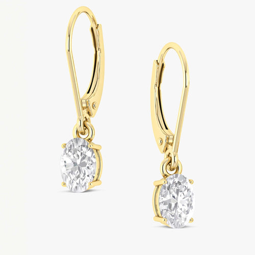 White Zircon Oval Gemstone Dangle Earring
